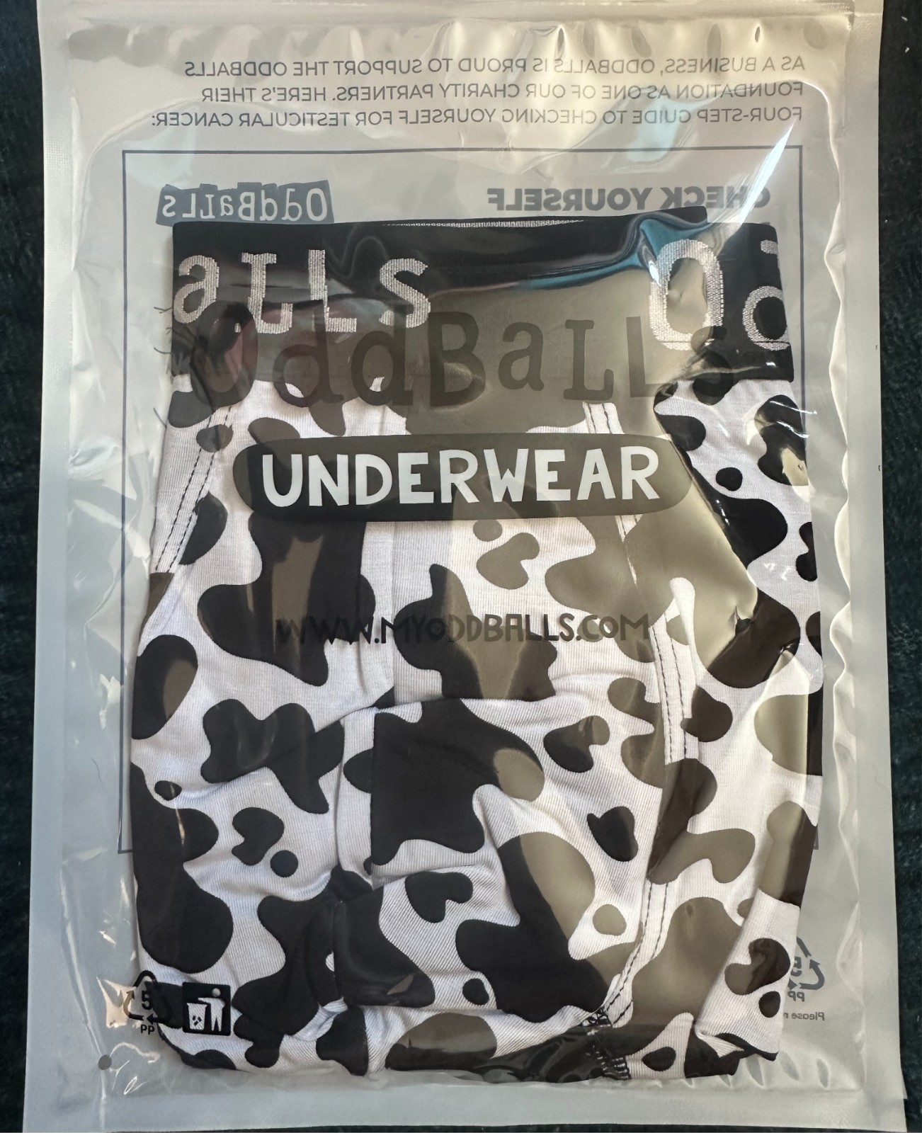 Brand new oddballs Cow Print Design Mens boxer short S M L XL 2XL 3XL