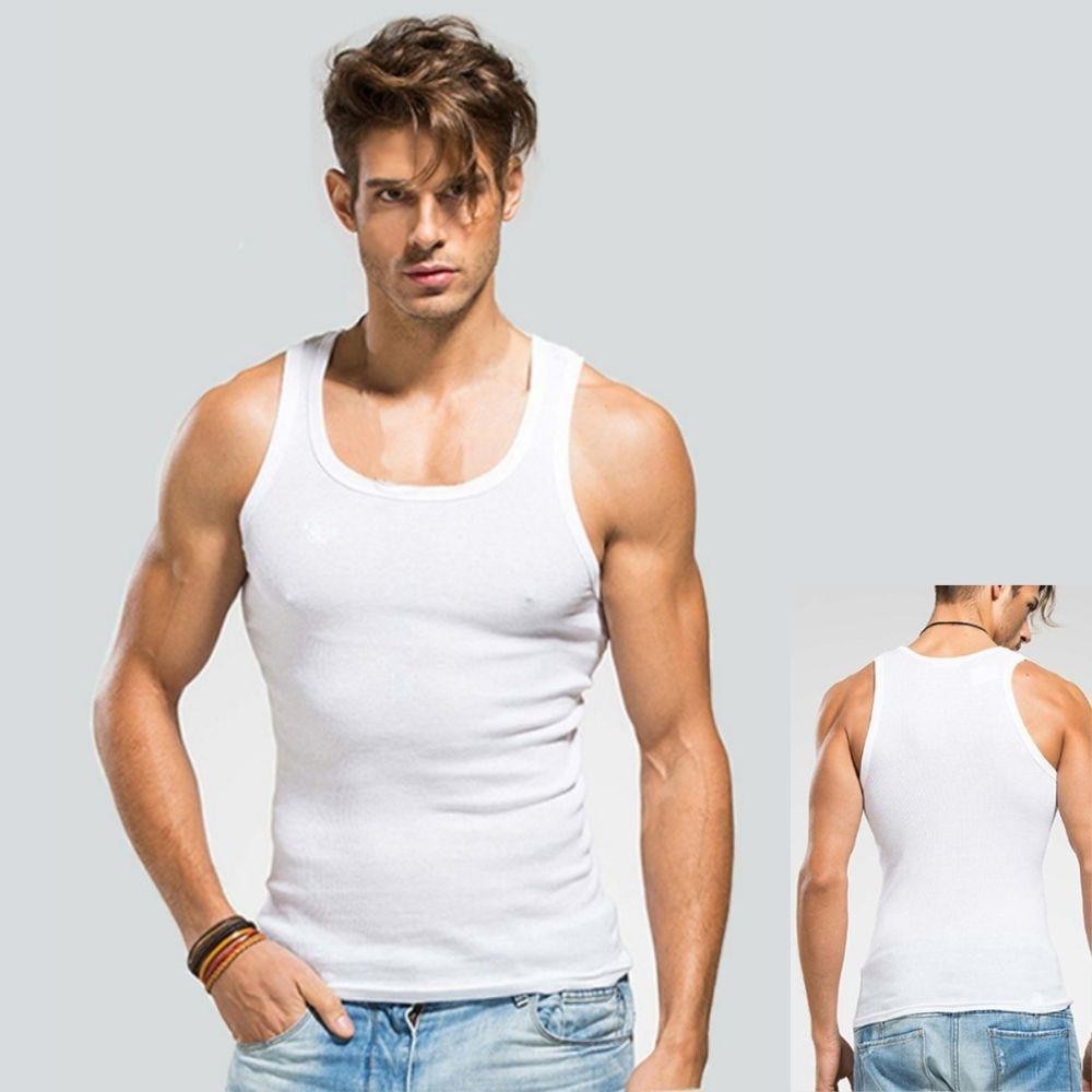 Men’s Tank Top A-Shirt Wife Beater Undershirts Size S-4XL