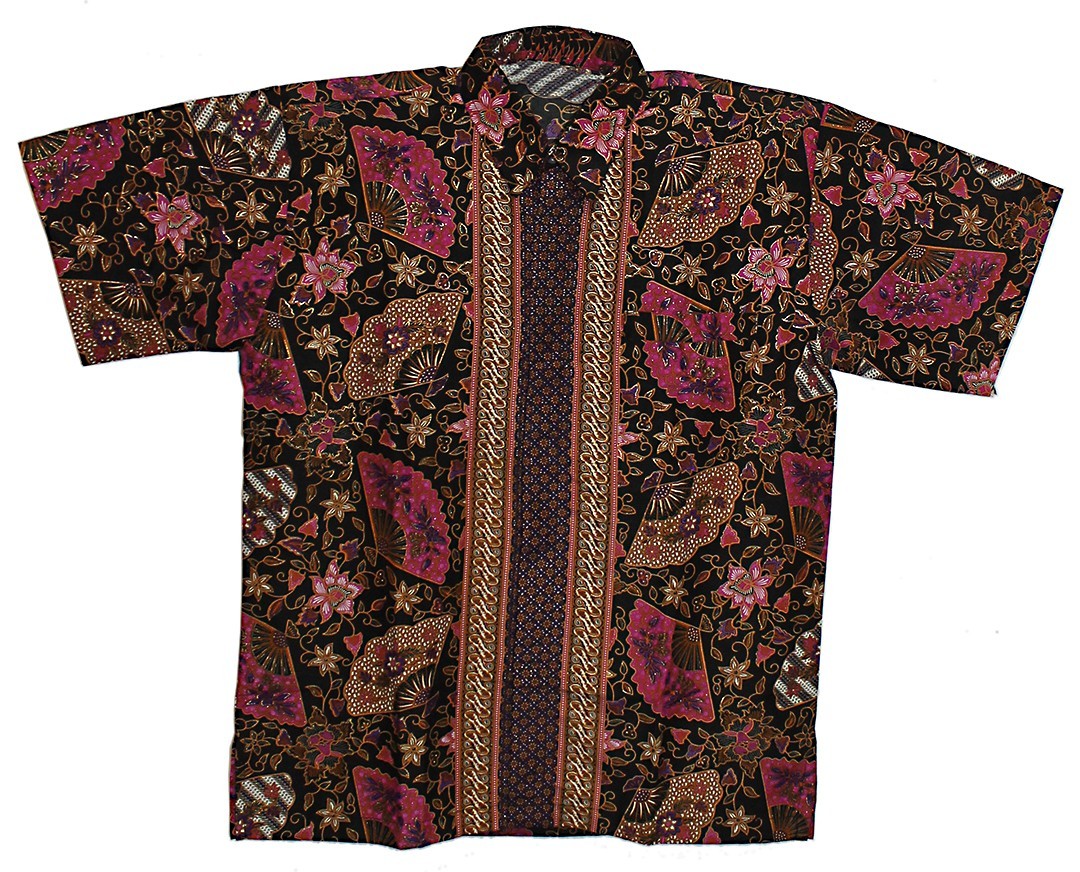 New Men Fashion Indonesian Batik Short Sleeve Shirt Size L