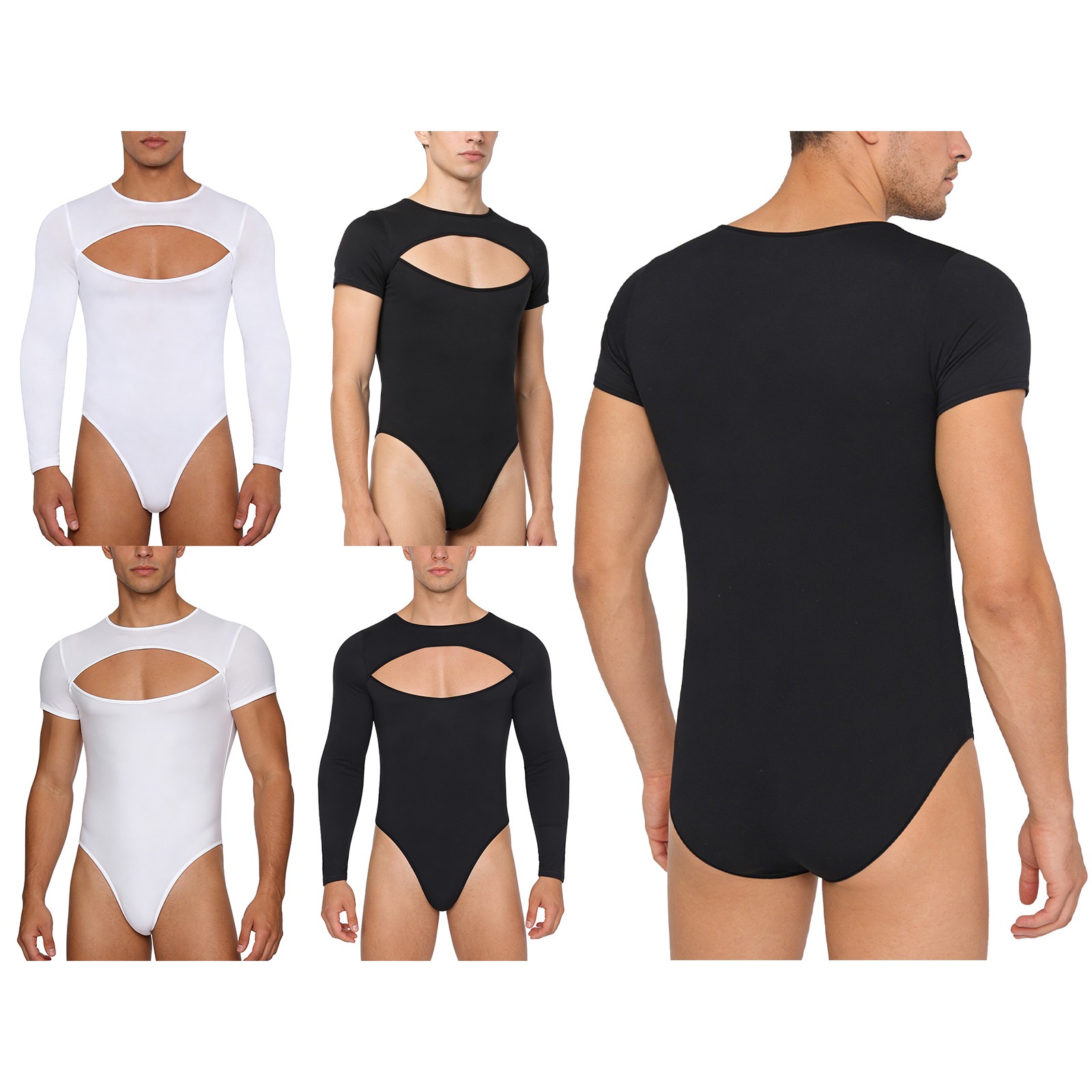 Men One-Piece Opaque Jumpsuit Workout Bodysuit Spandex Unitard Party Nightwear