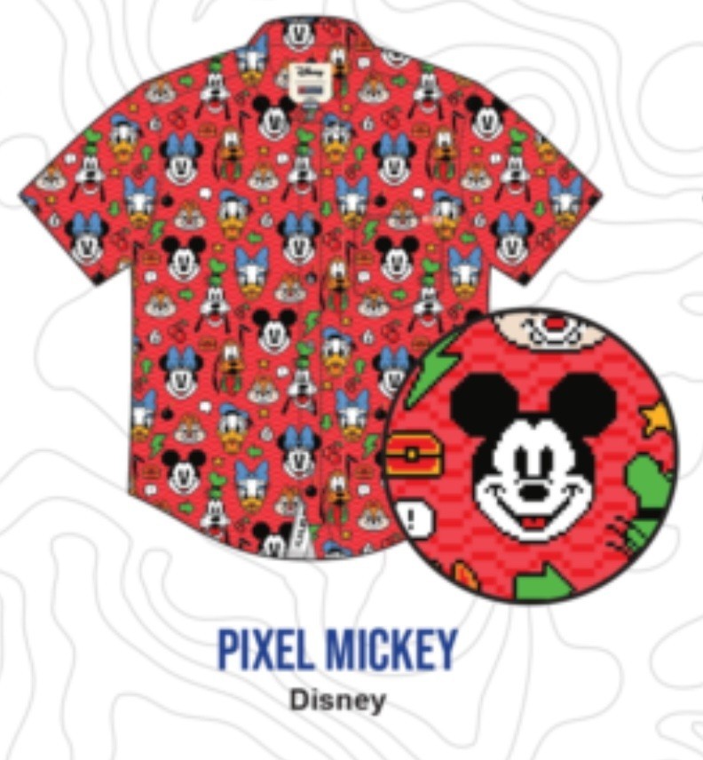 SDCC 2026 RSVLTS DISNEY “PIXEL MICKEY” MOUSE BUTTON DOWN SHIRT LIMITED EXCLUSIVE