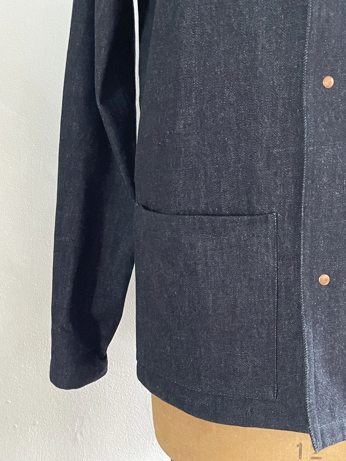 Private White V.C. Studded Franglais Blazer, Denim, Size 2/XS