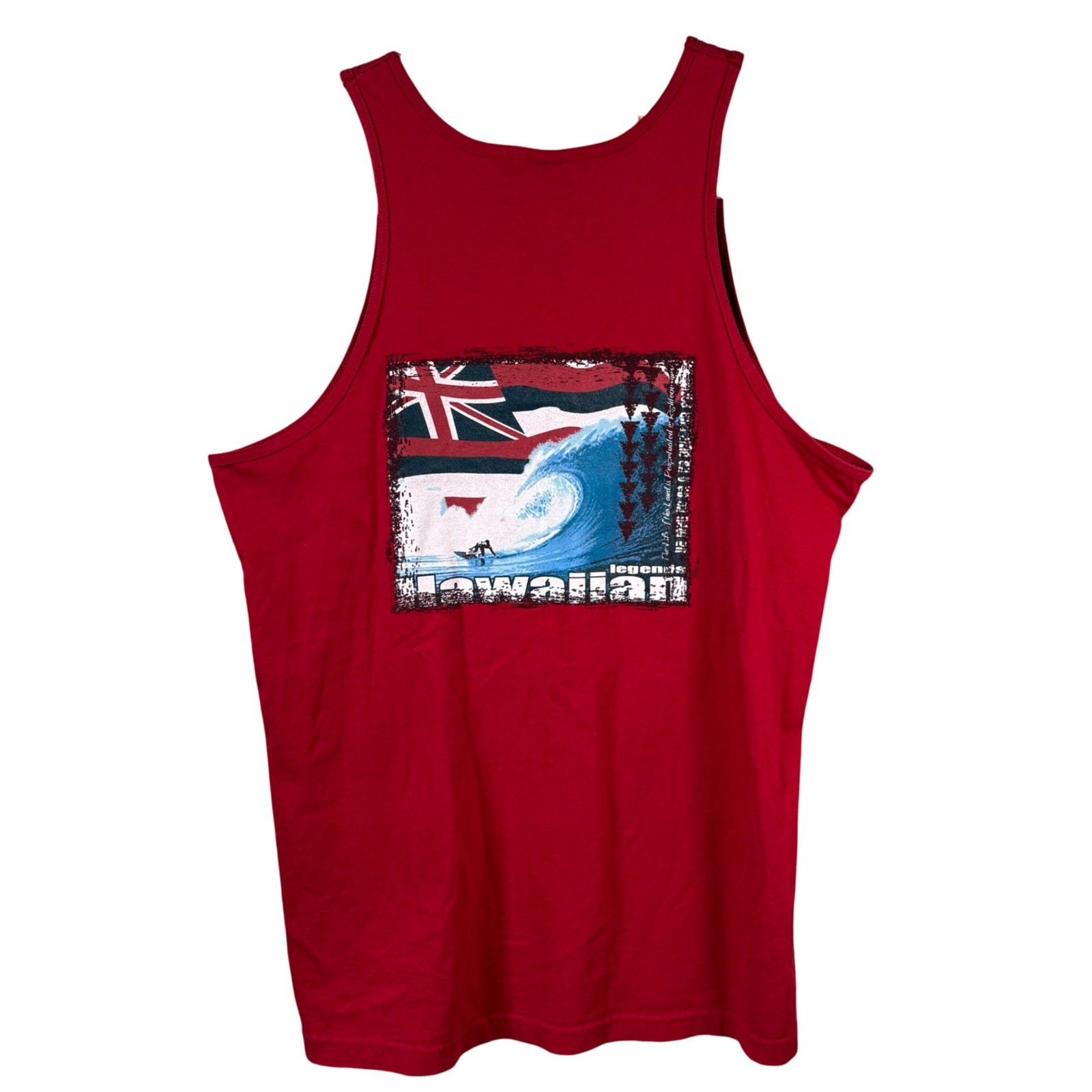 Alstyle Tank Top Hawaiian Legends Men XL Red Surfer Wave Vintage Y2K Surf