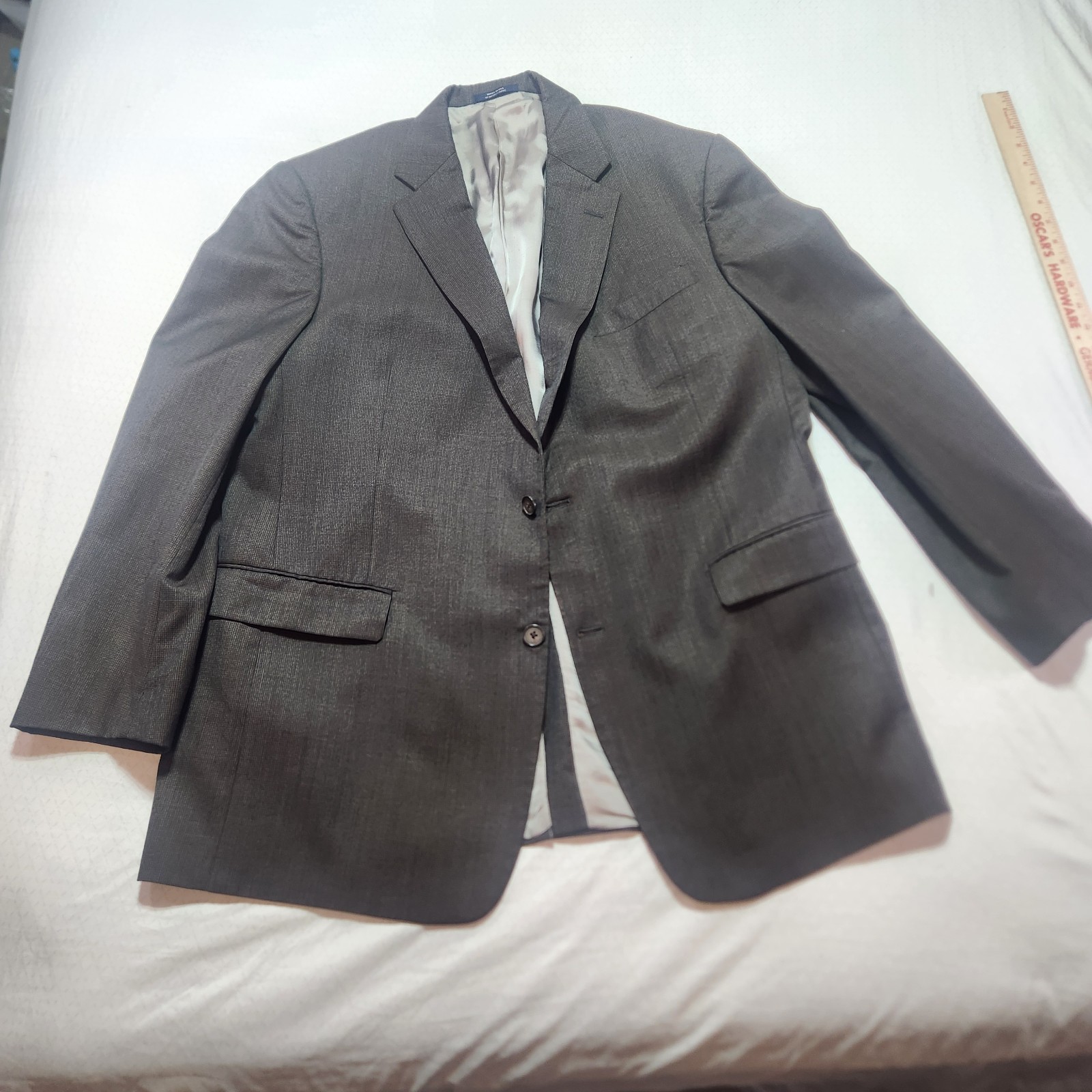 Hart Schaffner Marx Blazer 44R Gray Sport Coat 2-Button USA Mens Classic