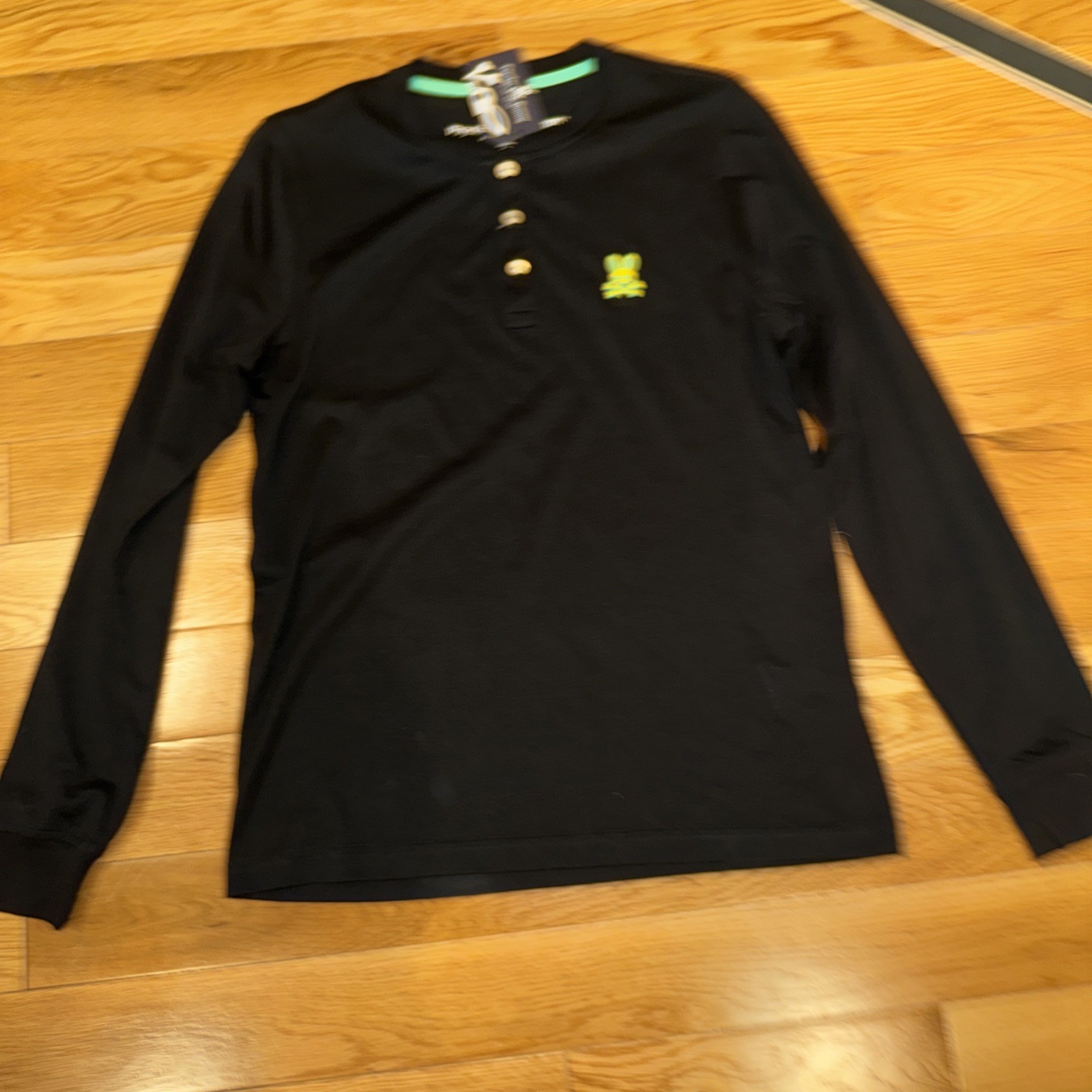 Psycho Bunny Men’s Roscoe Long Sleeve Henley Black 3-XS NWT