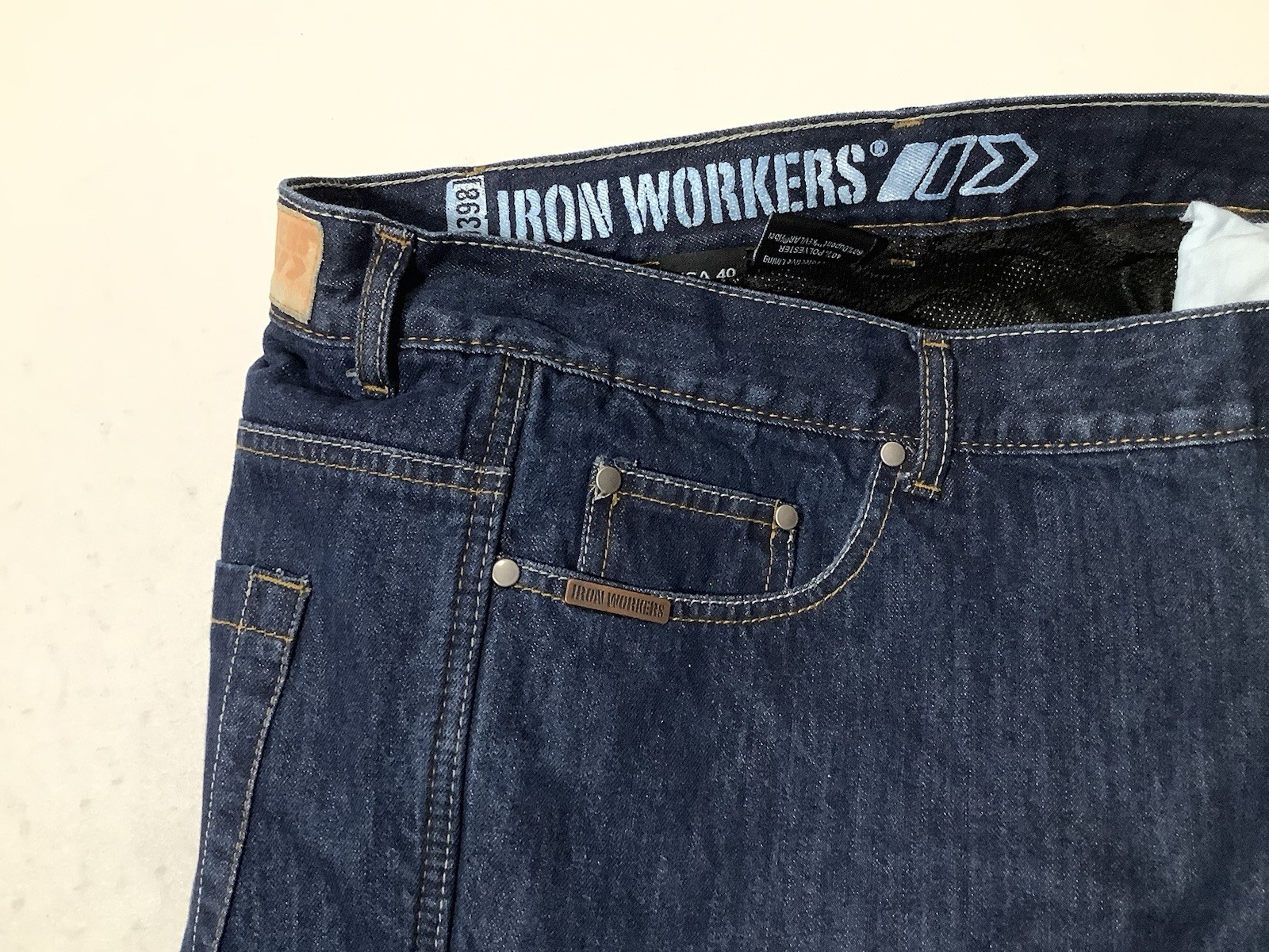 Iron Workers Mens Dupont Kevlar Jeans 39 X 32 Blue Lining Armour Padded