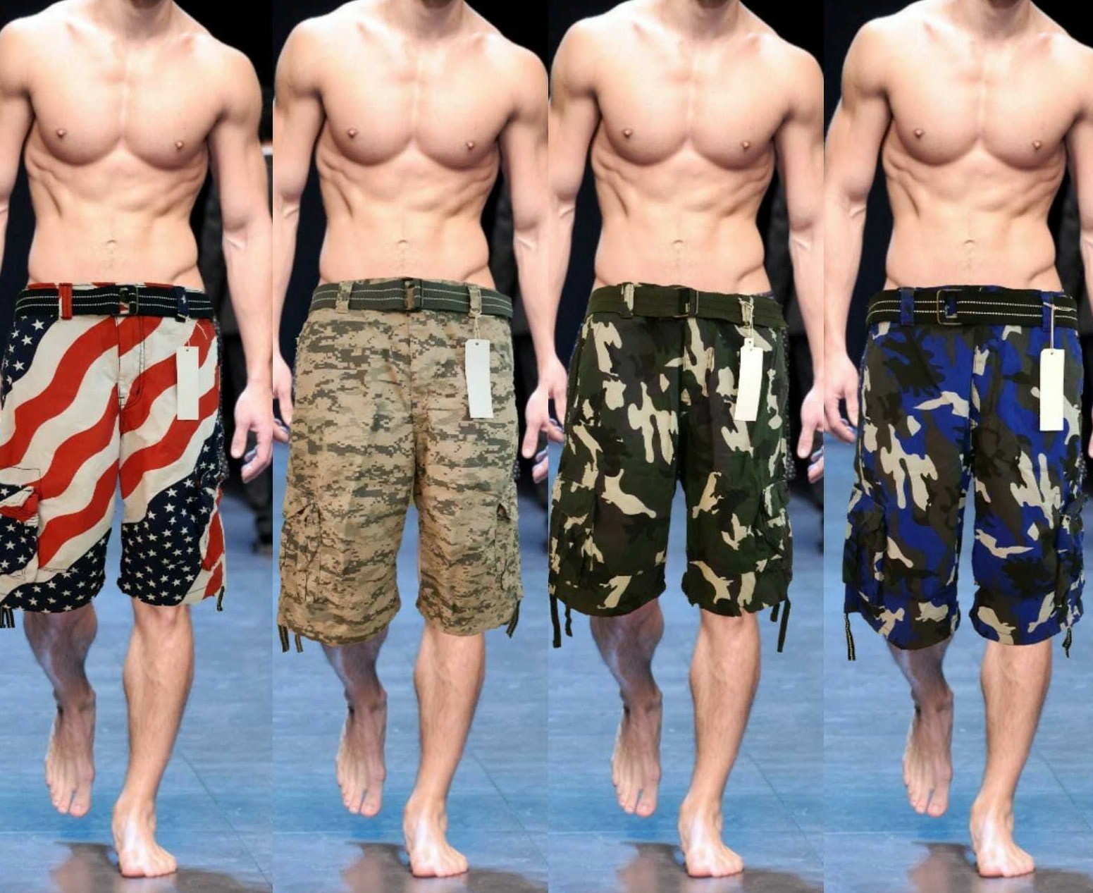 Men’s FOCUS Army Camo Cargo Shorts Sizes: 30 – 44