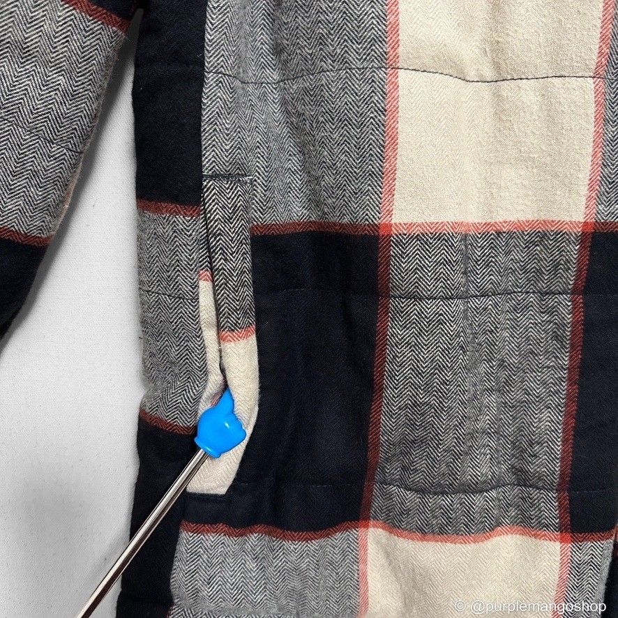 George Sherpa Lined Flannel Shacket Jacket | Black Grey Buffalo Plaid | MEDIUM