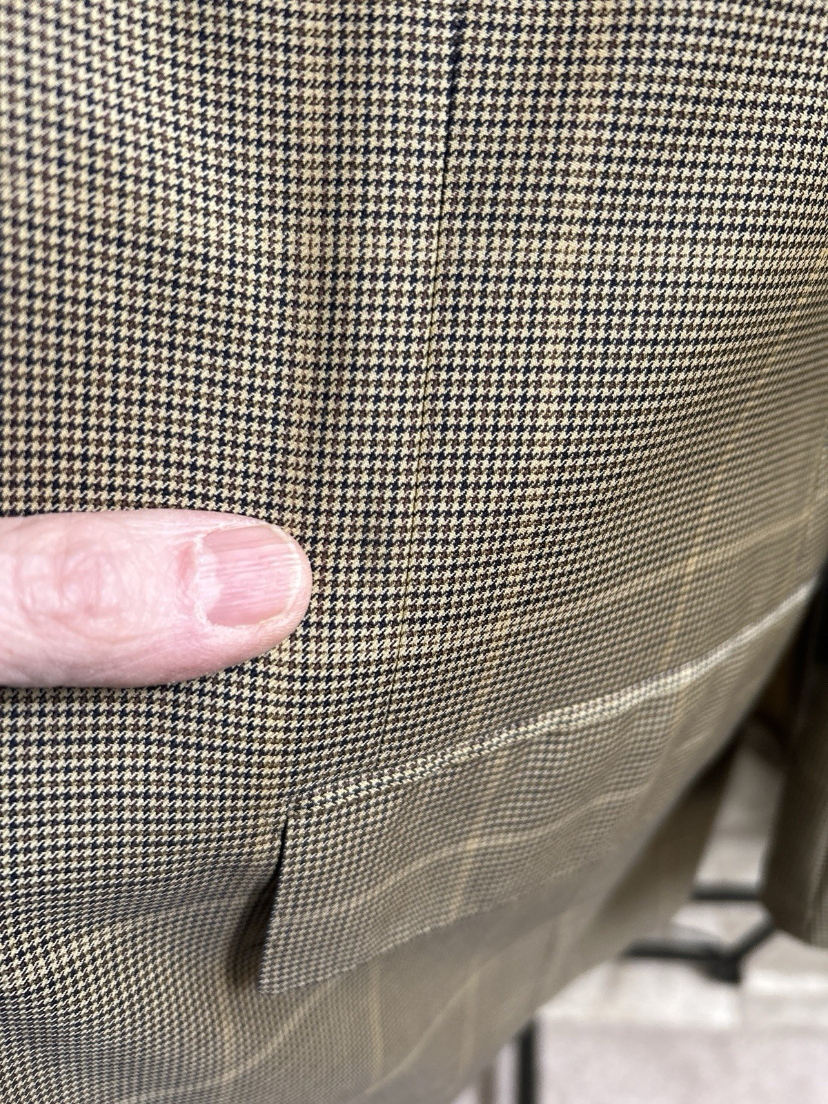 KITON men’s super 180’s sport jacket coat tan brown & blue check plaid US 48R