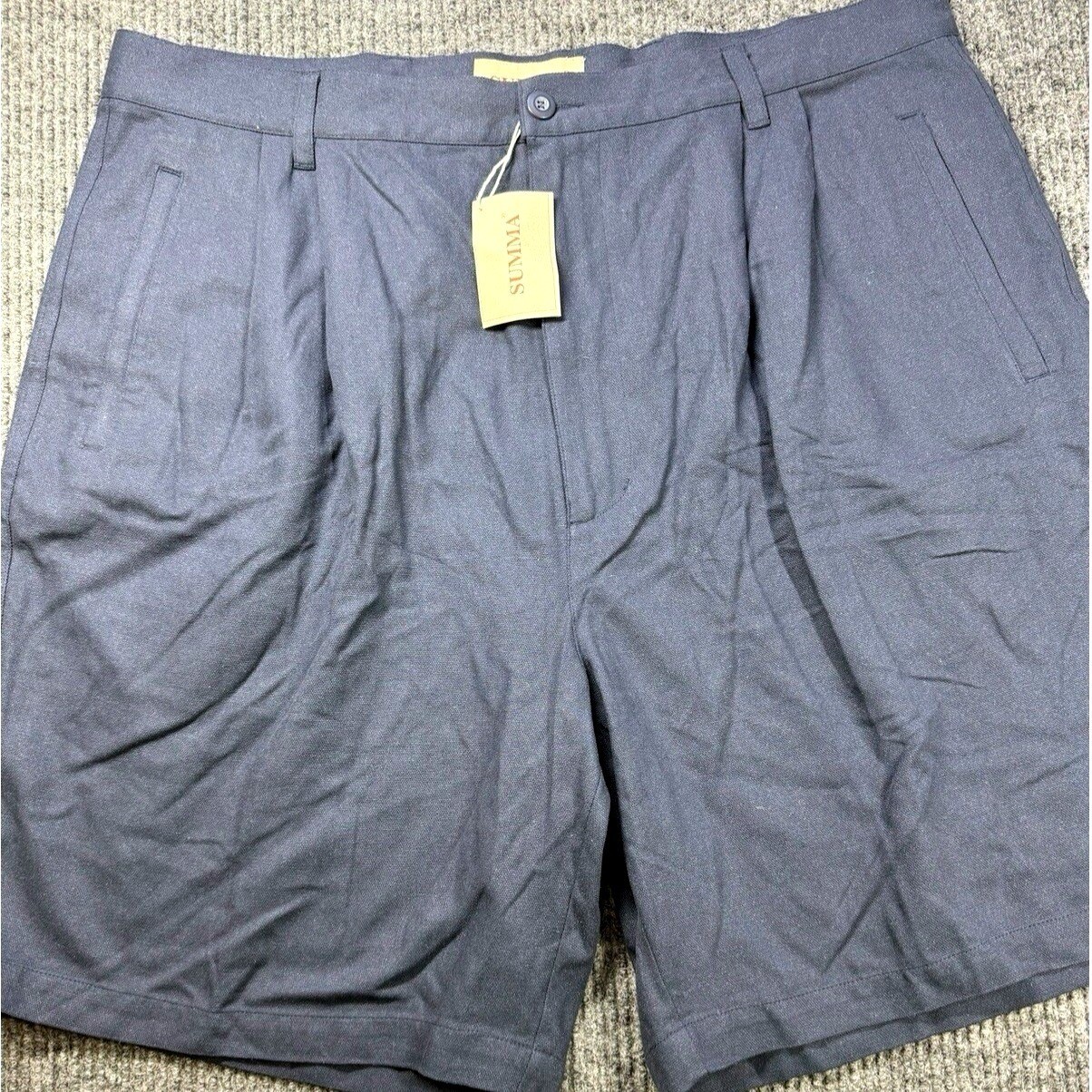 SUMMA Silk Dress Shorts Men’s Navy 40 Pleated Dress Shorts