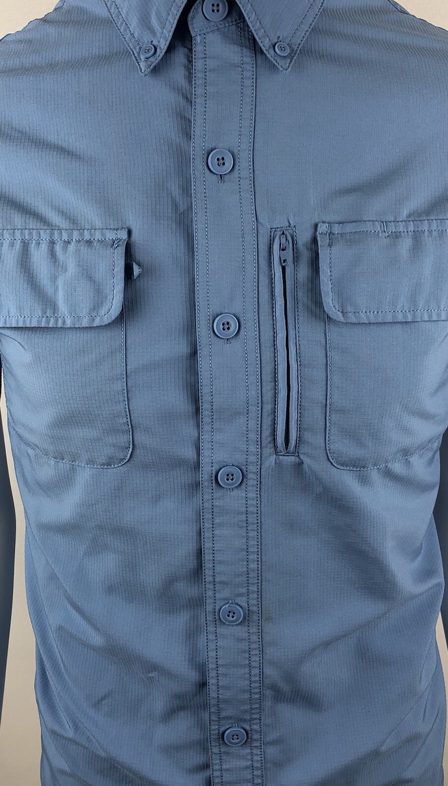 Duluth Trading Blue Coolplus Vented Short Sleeve Hiking Fishing Shirt Mens Sz M