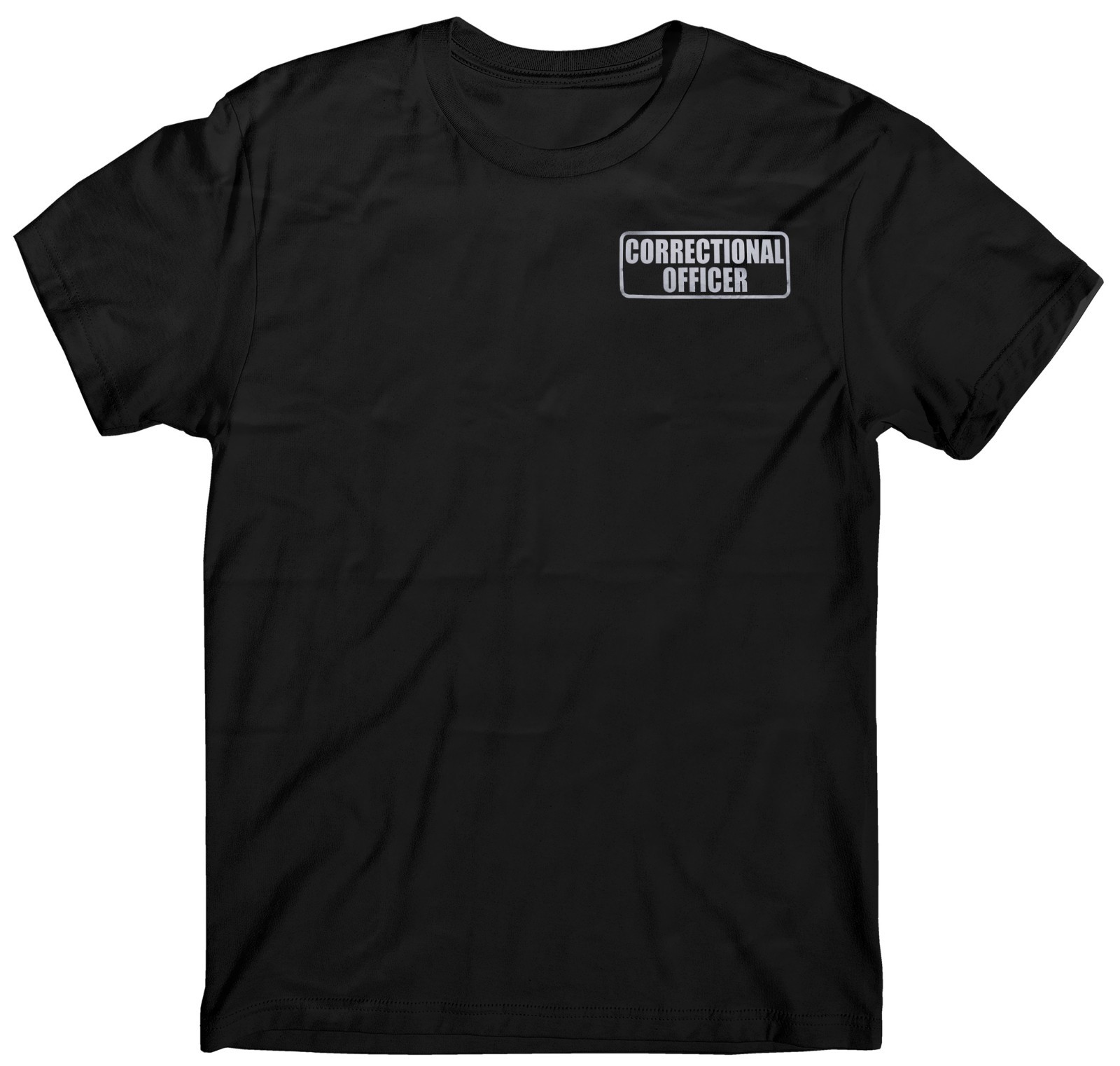 Correctional Officer t-shirt with REFLECTIVE logo design, 100% cotton.