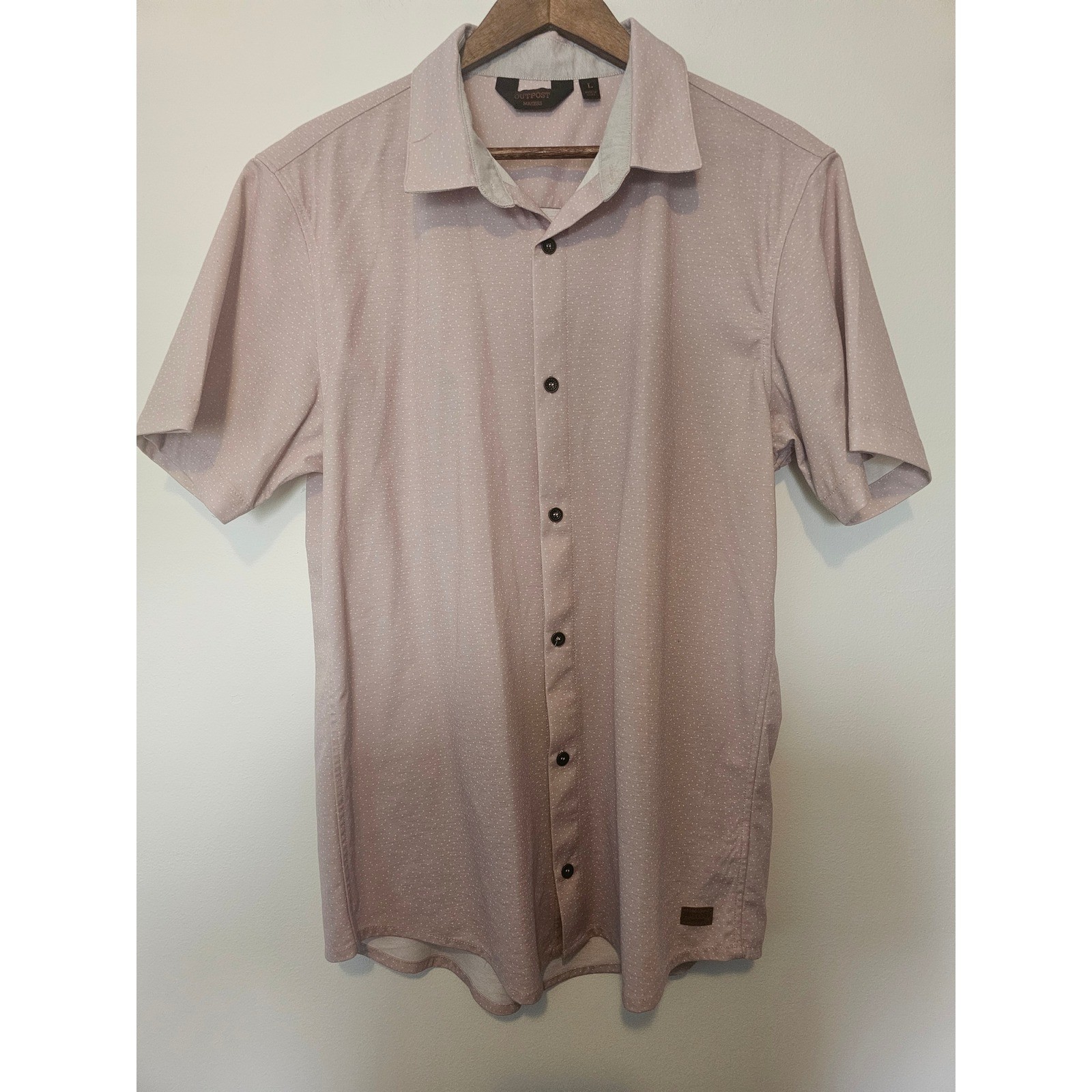 [Smart Casual] Outpost Makers by Buckle Button Down Mens L Mauve Dot Stretch
