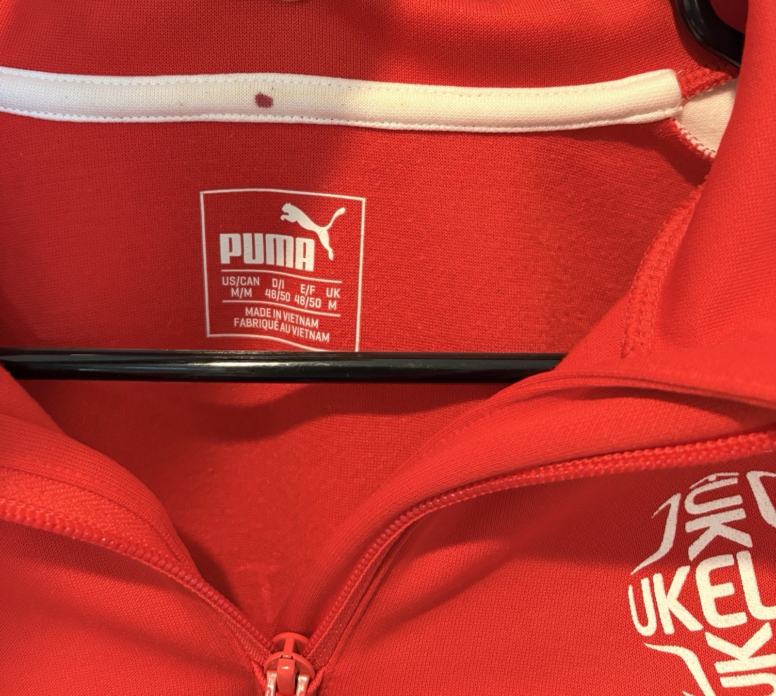 Puma UK Elite Soccer Mens Medium 1/4 Zip Training Top Red White Pullover