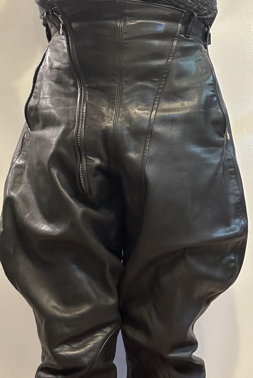 Men’s Leather Military Breeches Equestrian Biker Punk Kink BLUF Fetish Gay