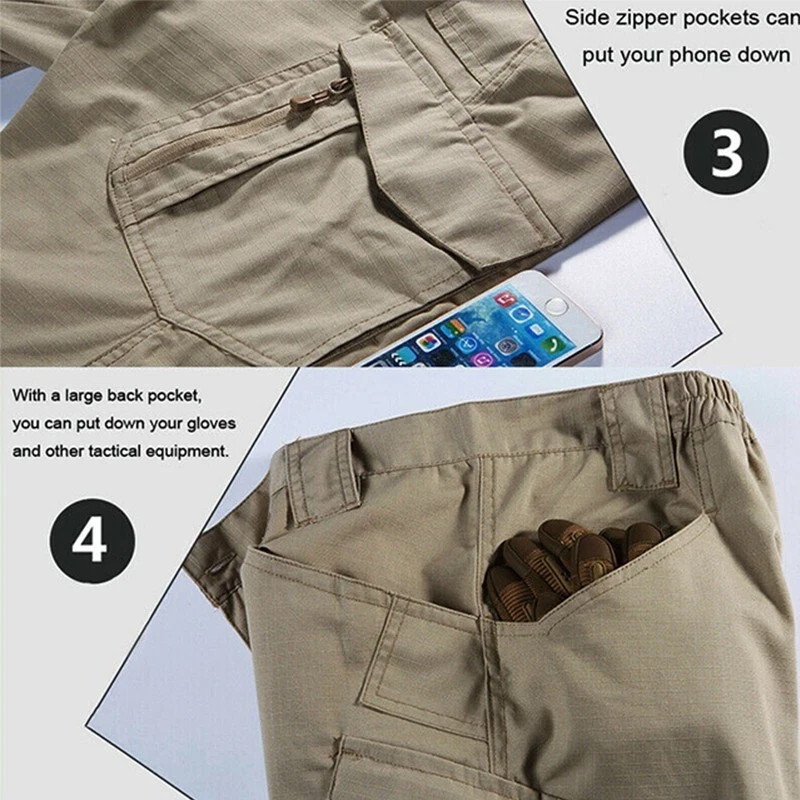 Mens Cargo Pants Tactical Waterproof Work Outdoor Hiking Combat Trousers USA