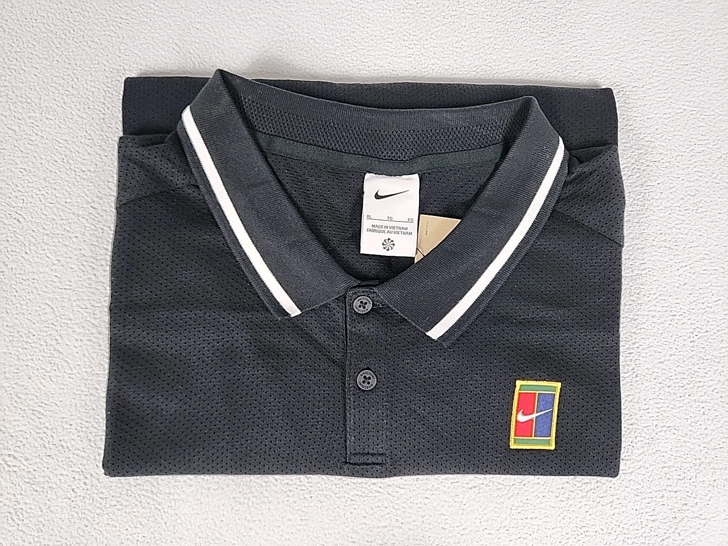 Nike Court Heritage Short Sleeve Tennis Polo Men’s XL Black Raglan FQ2101-010