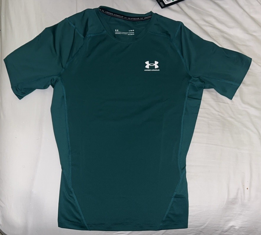 Under Armour HeatGear Compression Shirt Men Large Forest Green Short Sleeve NWT