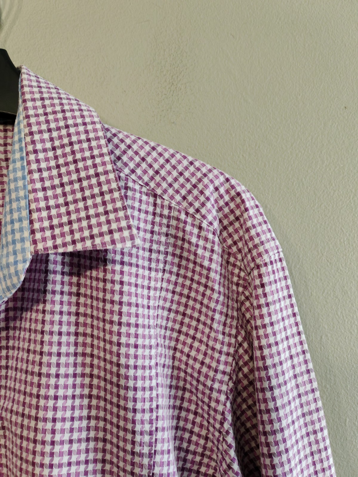Coton Doux Mens Shirt 42 16.5 Purple Pink White Long Sleeve Smart Casual Starred