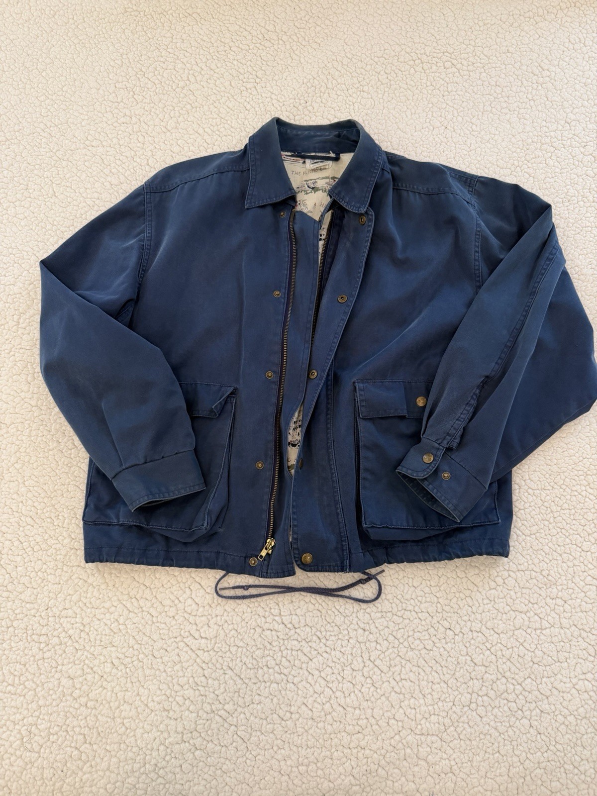 Davison’s Of Bermuda Blue Nautical Sailing 100% Cotton Yacht Jacket Map Lined