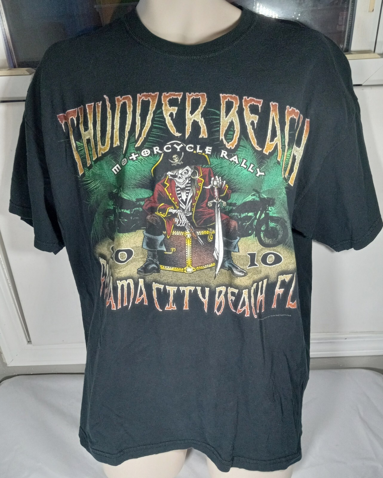 VTG 2010 Thunder Beach Bike Week Panama City Beach T-Shirt Black Size XL