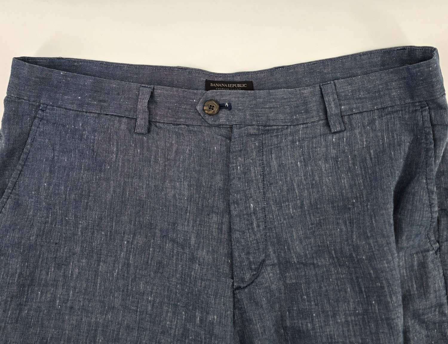 Banana Republic Emerson Short Men’s 36 Blue Linen Blend Chino Shorts RN 54023