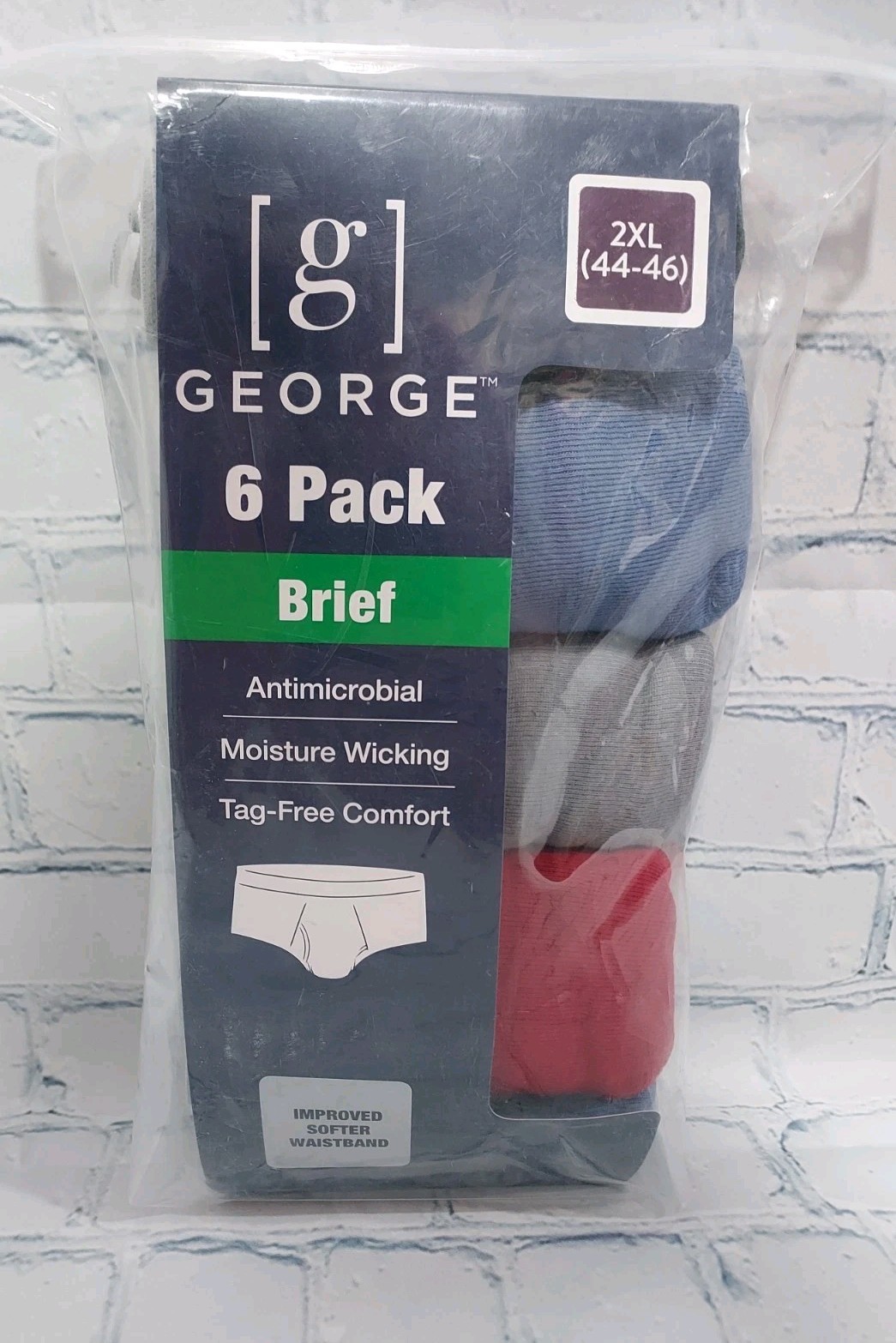 George Men’s 6 Pack Brief 2XL 44-46 New Tag Free Comfort Colors