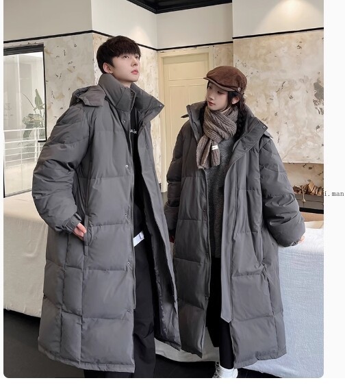 Jacket Men’s Womens Long Knee-length Winter Warm Outwear Duck Down Hooded Jacket