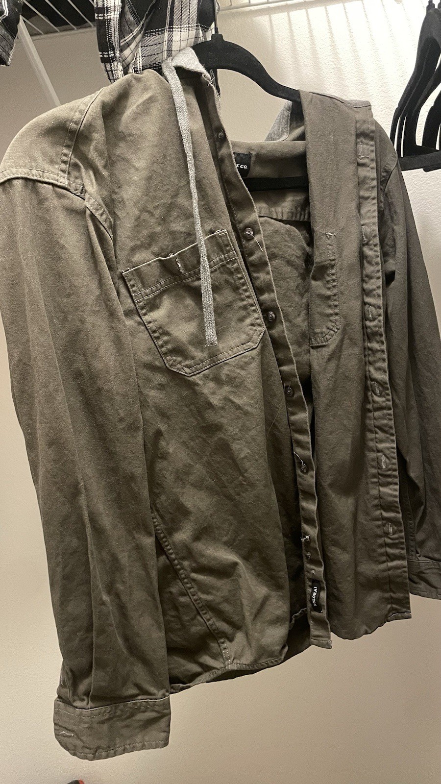 Men’s Gray Solid Hooded Zip Jacket w/ Drawstring, Regular Fit
