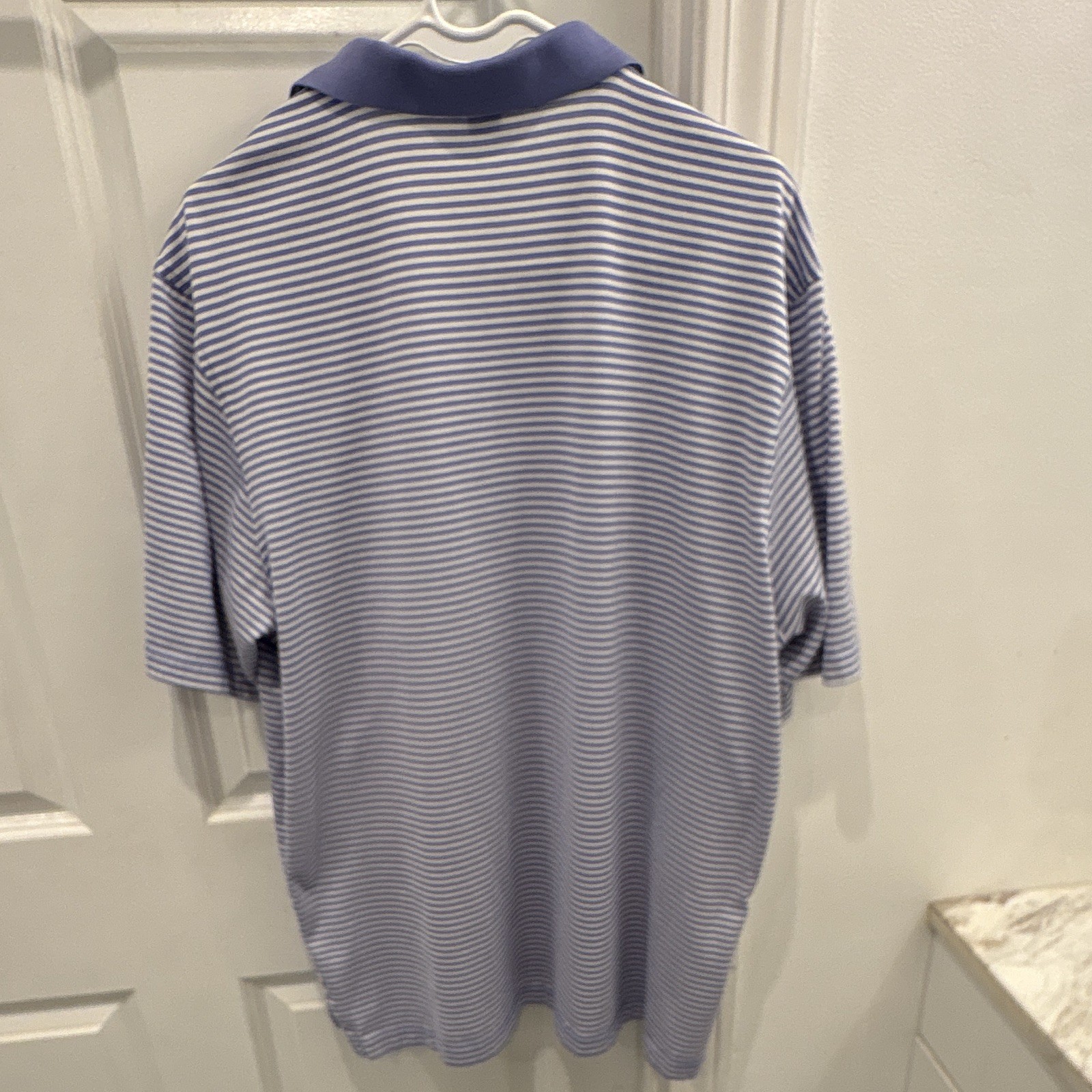 Fairway & Greene Pureformance Men’s Blue/White Striped Polo Shirt L Collared