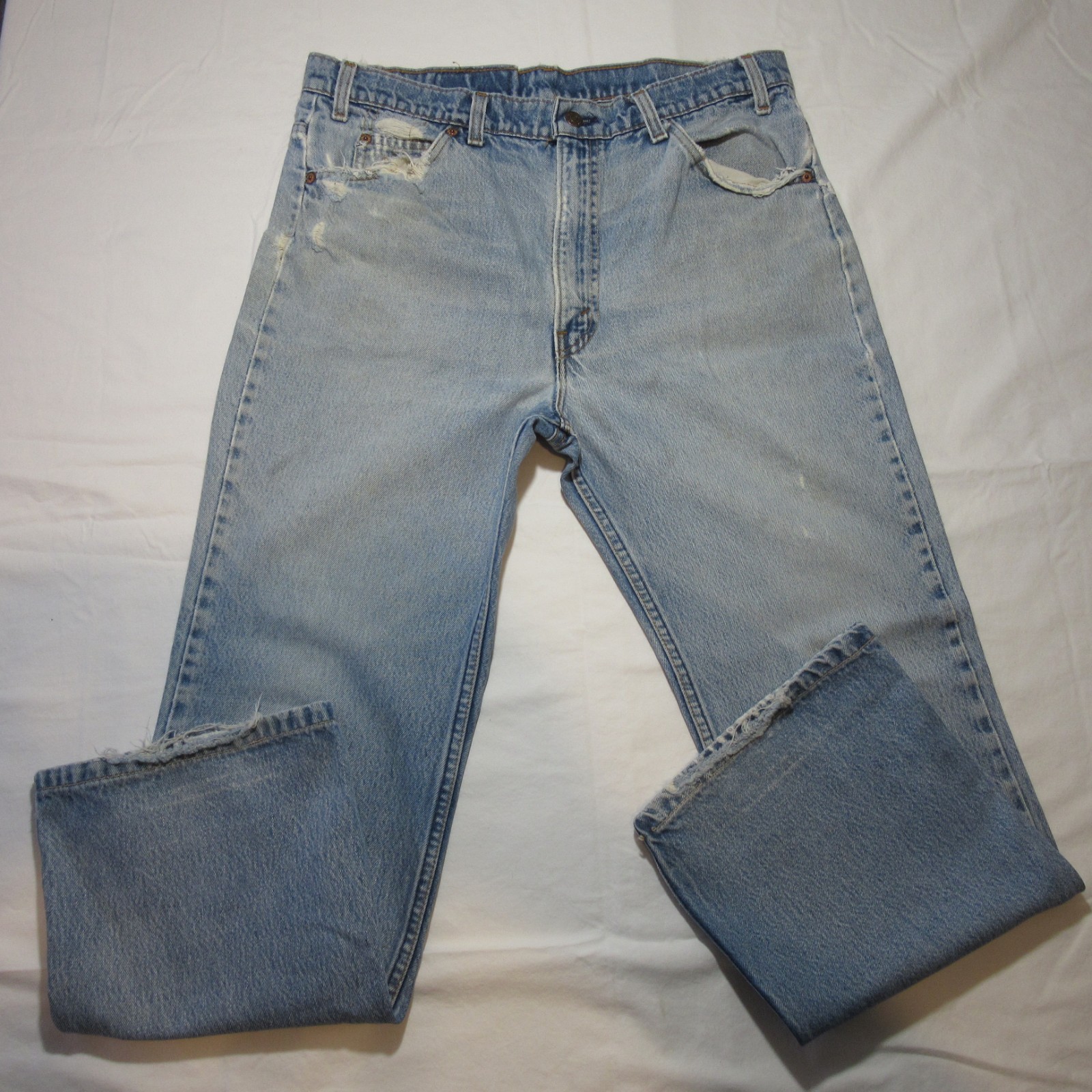 Vintage Orange Tab Levi’s Light Wash Super Distressed Unknown Model Men’s 35X28