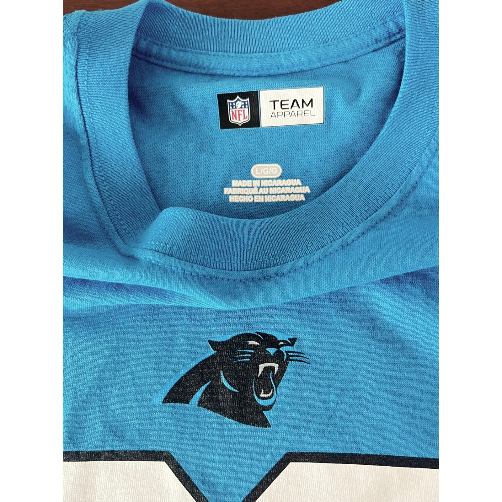 NFL Team Apparel Carolina Panthers Christian McCaffrey 22 Blue T-Shirt Large