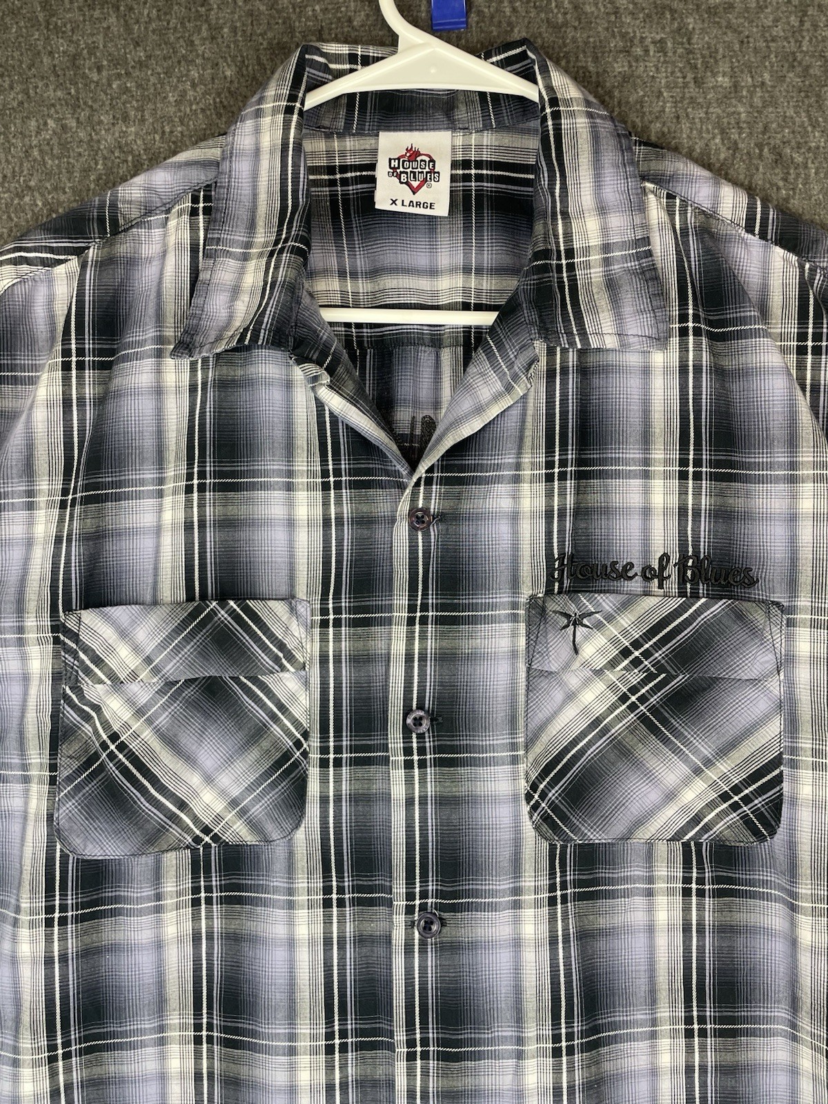 House of Blues Rock N Soul Shirt Mens XL Short Sleeve Button Up Embroidered