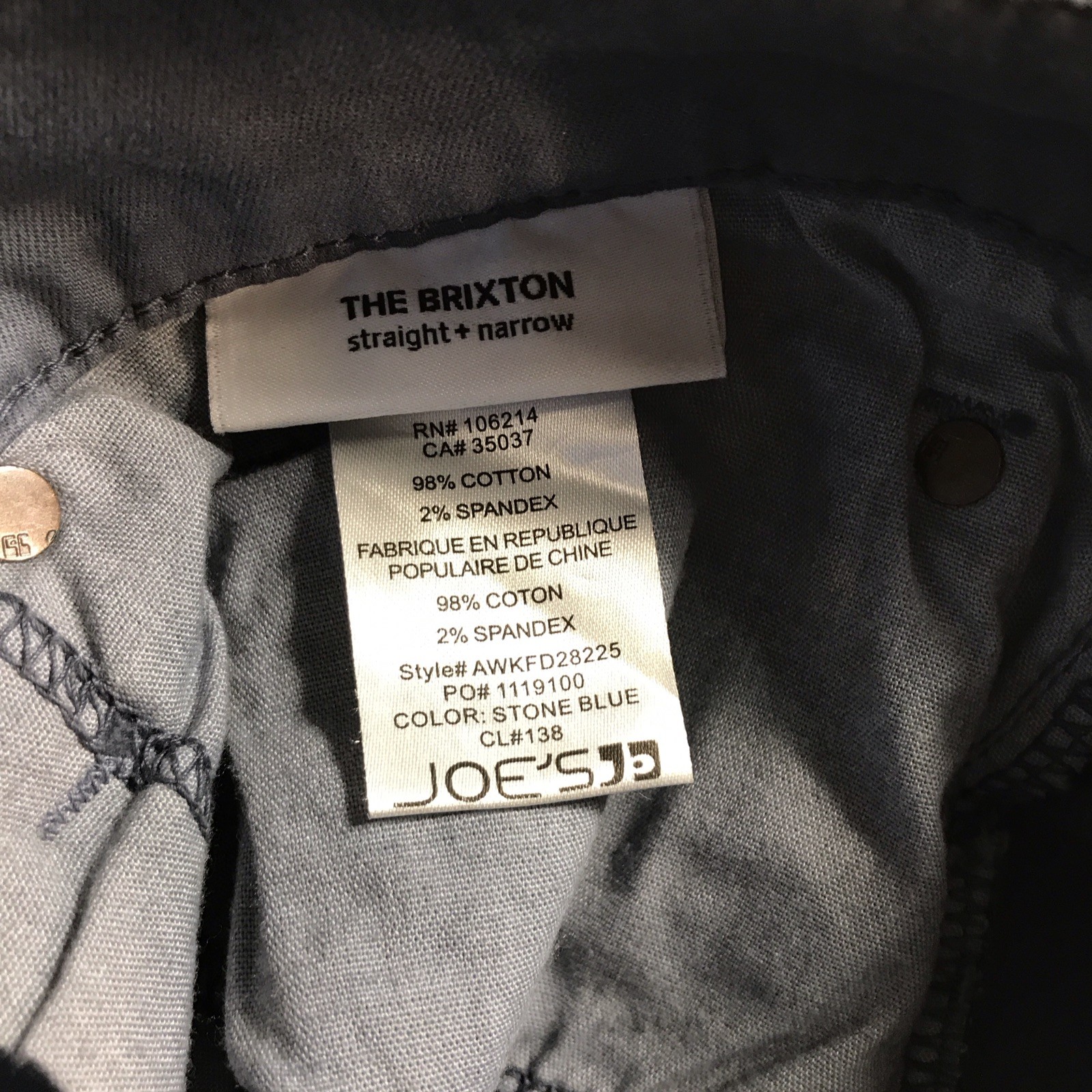 JOE’S Men’s Brixton Straight & Narrow Fit Denim Jeans, Stone Blue MSRP: $145.00!