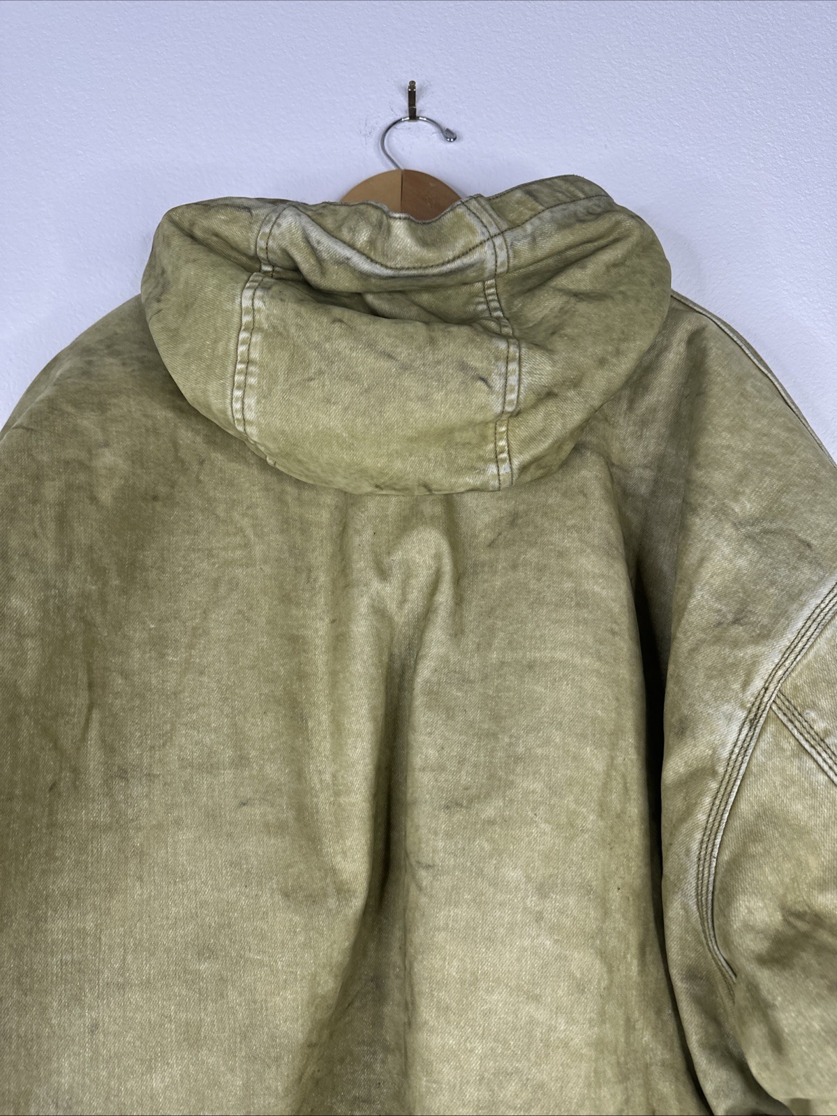 MNML FLOCKED HOODED ZIP UP WORK JACKET MENS SIZE 2XL TAN