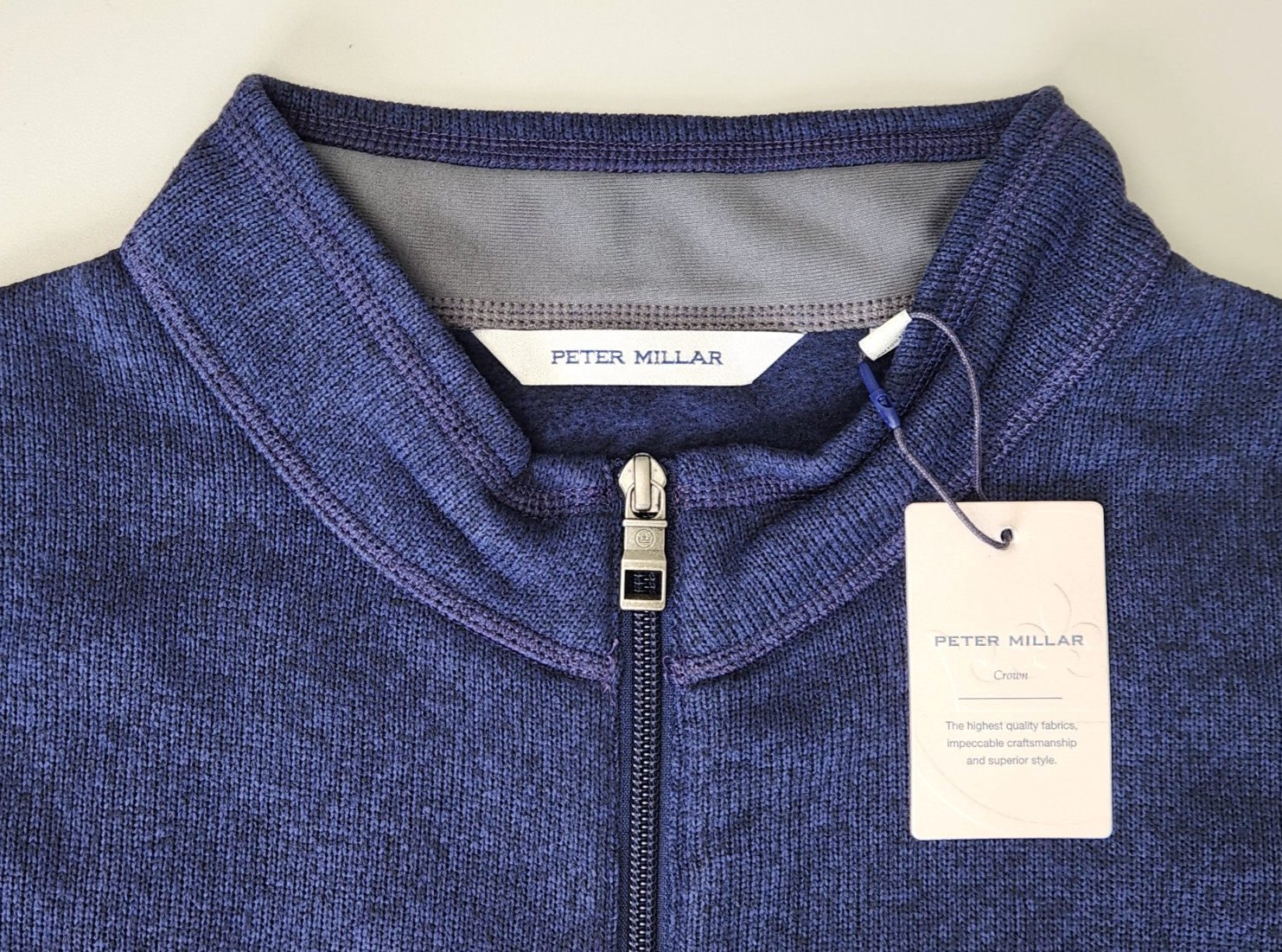 Peter Millar Crown Sweater Full-Zip Fleece Vest Navy Blue Mens XXL 2X-Large, NEW