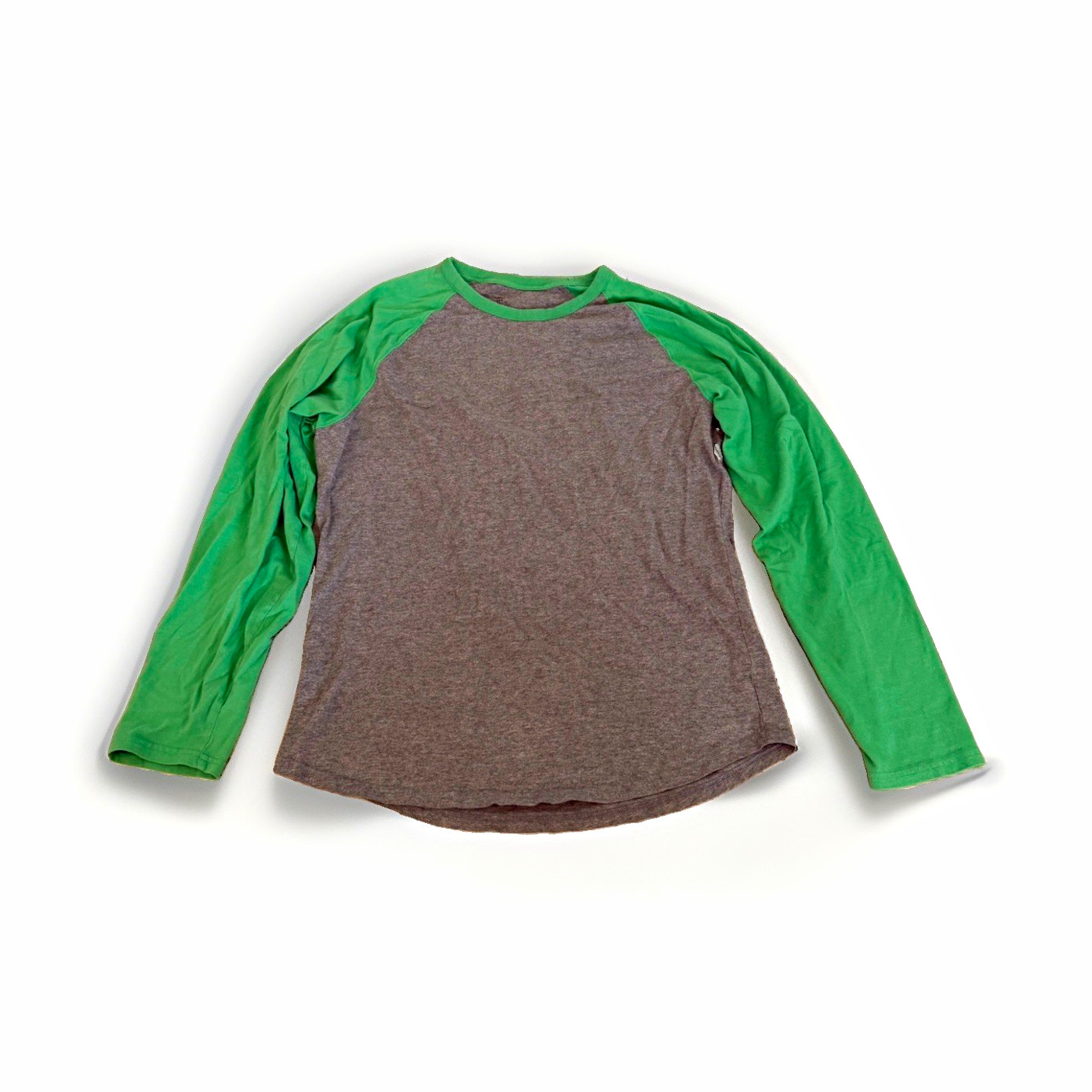 GAP Slim Fit Gray/Green Colorblock Raglan Cotton Knit Crewneck Tee Men’s XL