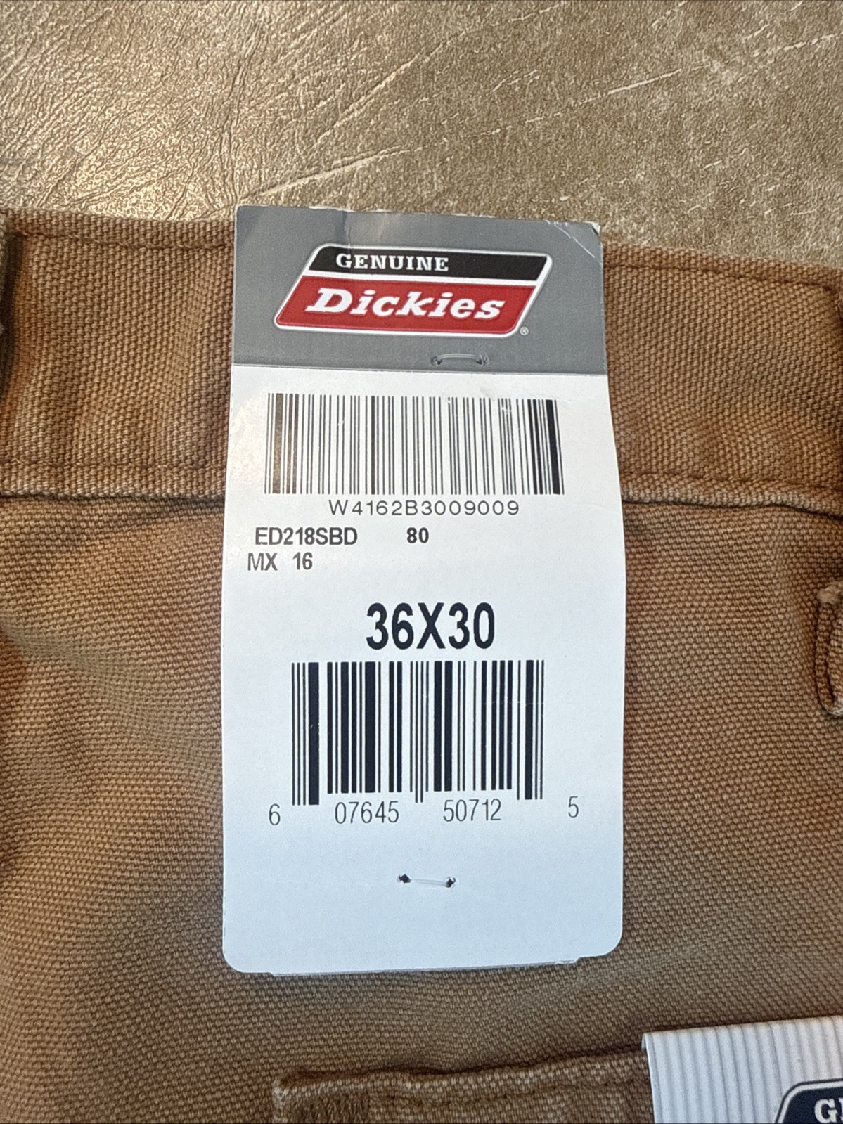 Genuine Dickies Men’s 36×30 Relaxed Fit Dungaree Utility Work Jeans Brown NWT