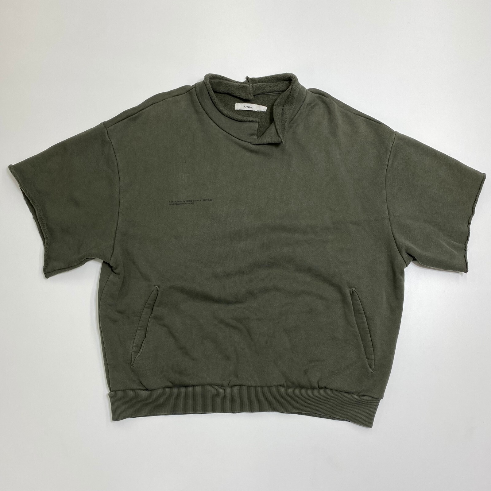 Pangaia Pullover Sweatshirt Cut Hood and Sleeves Mens L Green Organic Cotton