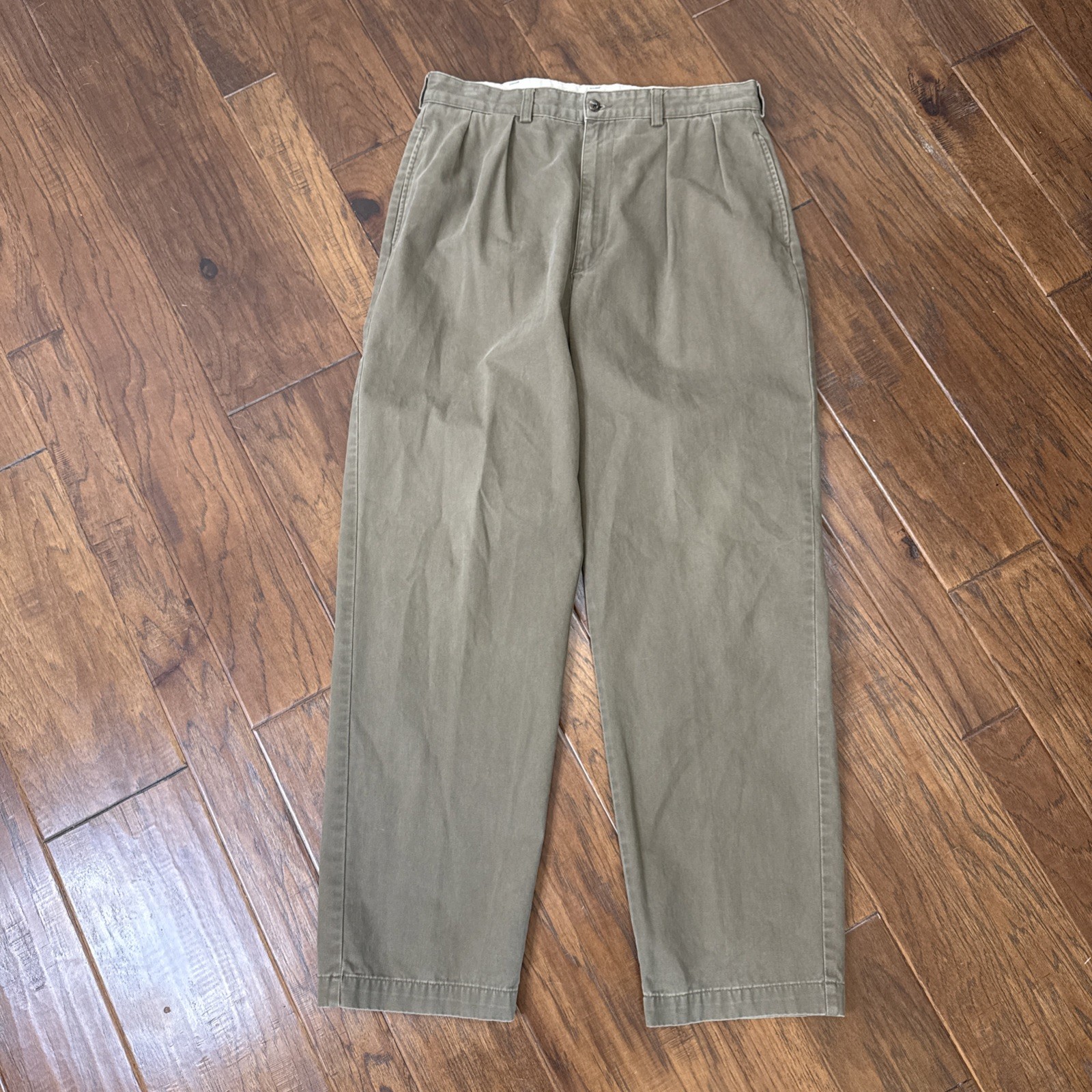 Vintage Polo Ralph Lauren Andrew Pant Men 34×32 Khaki Pleated Baggy Preppy Chino