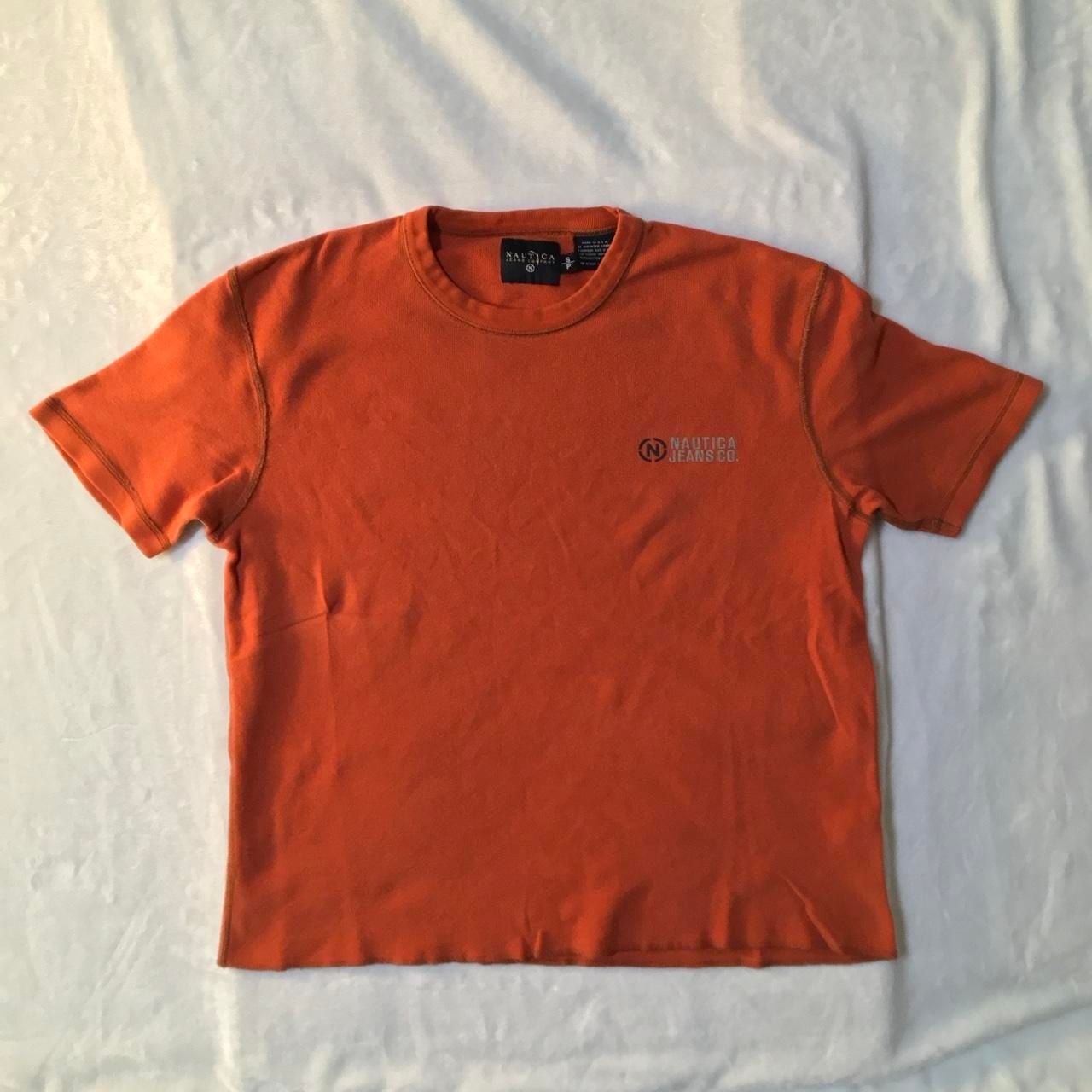 Nautica Jeans Co. Y2K Waffle Thermal T-Shirt Orange