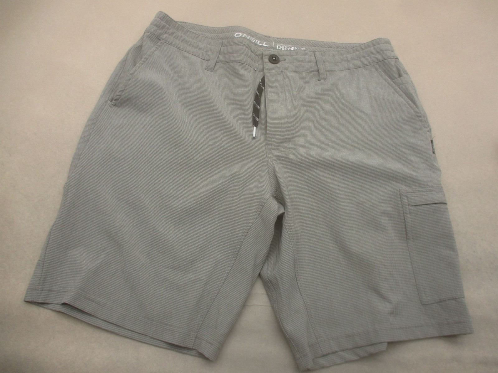 Oneill Size 36 Mens Gray Pockets Zip Button Drawstring Casual Chino Shorts 359