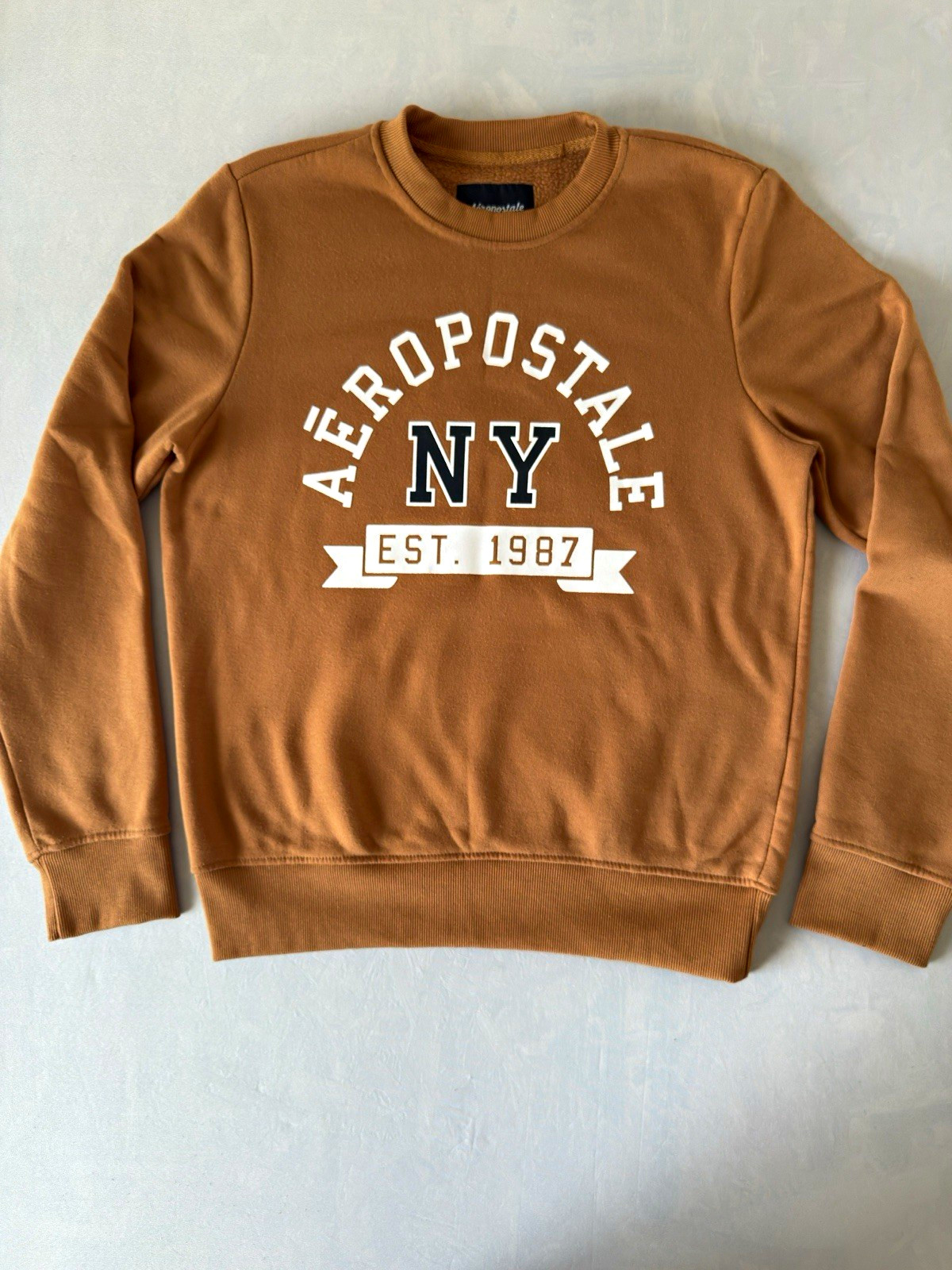 Aéropostale NY Est. 1987 Men’s M Fleece Crewneck Pullover Sweatshirt Brown