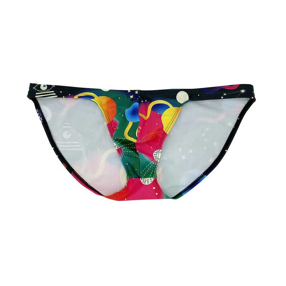 Men Swim Briefs Sexy Gay Bikini Fashion Low Waist Swimsuit Rainbow Bathing Suit