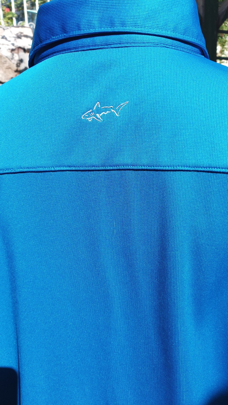 Greg Norman Mens Polo Shirt Turquoise Blue XL Polyester Tiny Spec Flaw, Golf