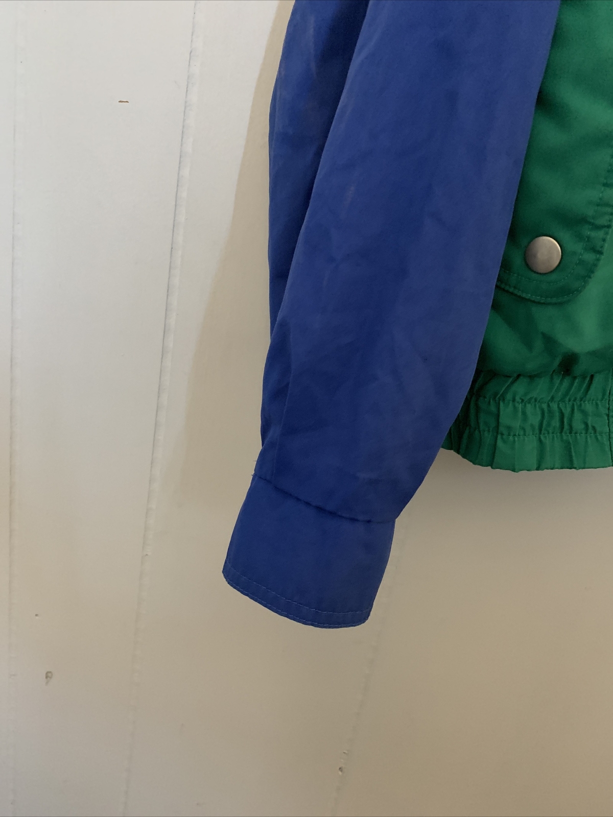 30 Knots Windbreaker Jacket Men’s Collared No Size Tag Green Blue Vintage 90’s