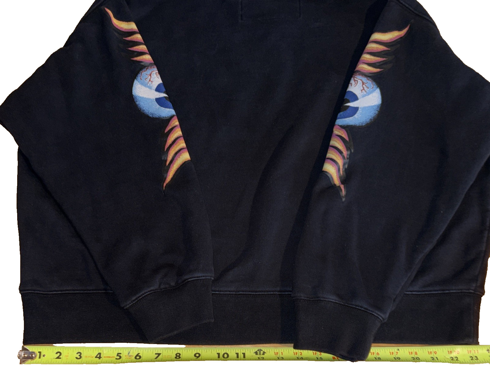 Von Dutch Pullover Mens XL Black Sweater White Logo Eyeball Wings Sleeves Logo