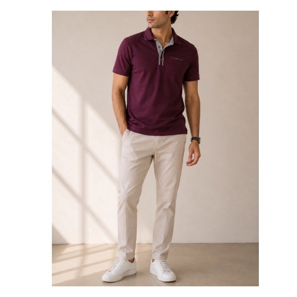 Hugo Boss Men’s Plum Bellano 06 Regular Fit Short Sleeve Polo Shirt Size L