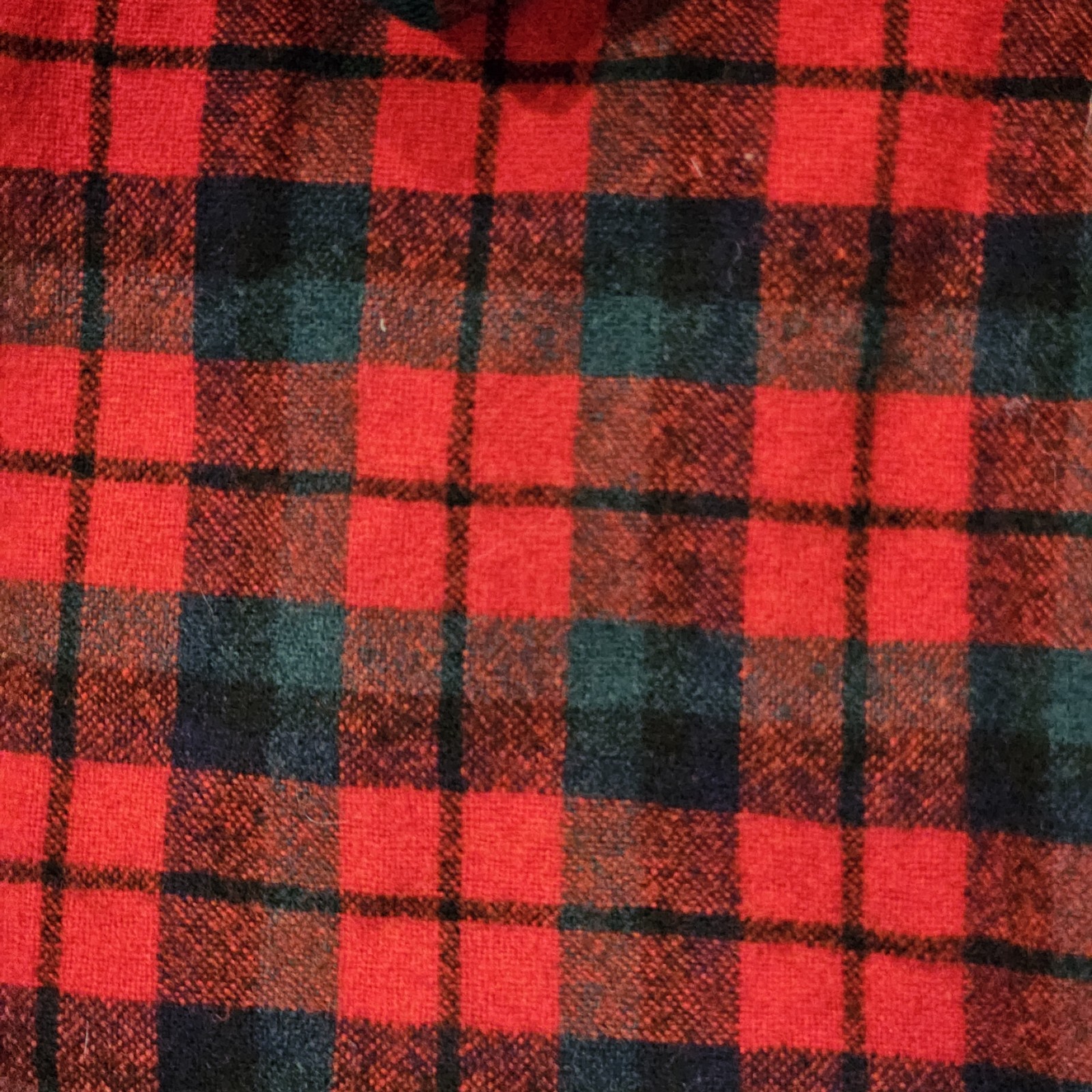 VTG Pendleton Board Shirt Wool Christmas Plaid Red Green Sz M Repaired 1960s