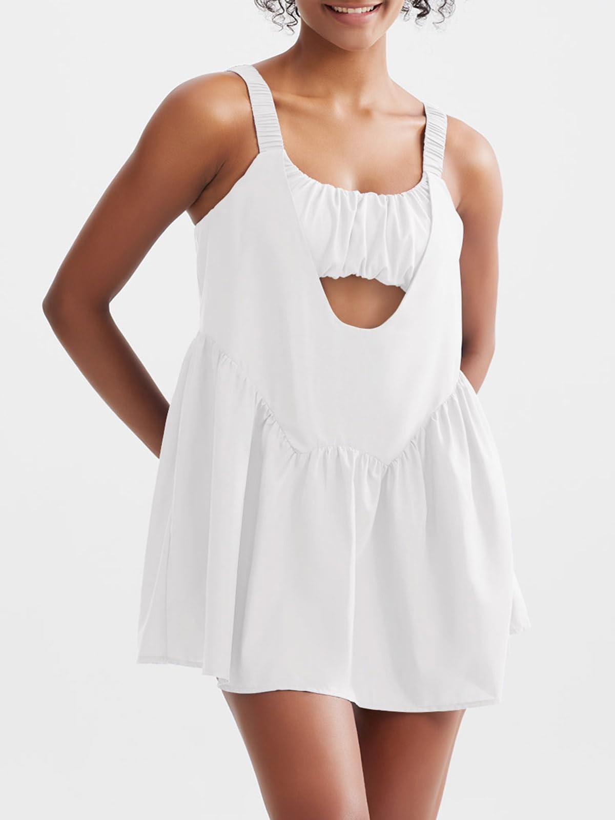 Tennis Dresses for Workout Pockets Golf Dress with Built in Shorts and Bra Ca…